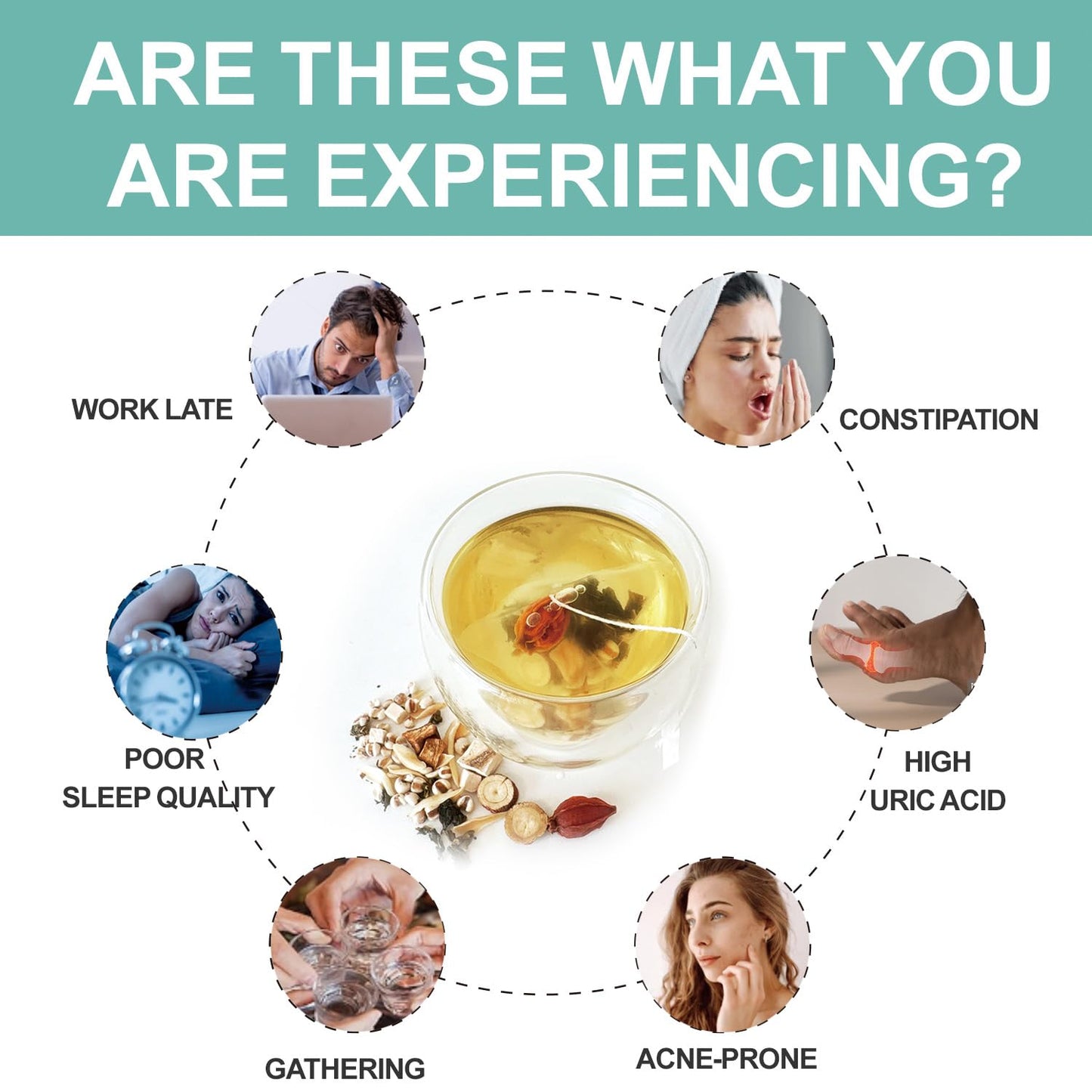 Chicory And Gardenia Tea - Kidneys & Liver Health Tea, 8 Herbal Ingredients Natural Blend, Chicory and Gardenia Tea Bags, Chinese Herbal Tea (250g/10g x25pcs)