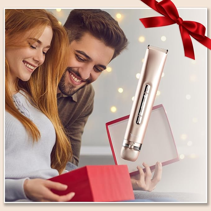 2-in-1 Electric Shaver & Bikini Trimmer for Women - Painless Electric Razor for Face,Body & Intimate Areas,Cordless Wet/Dry Shaver with Dual Blades,Waterproof for Shower&Travel(Gold)