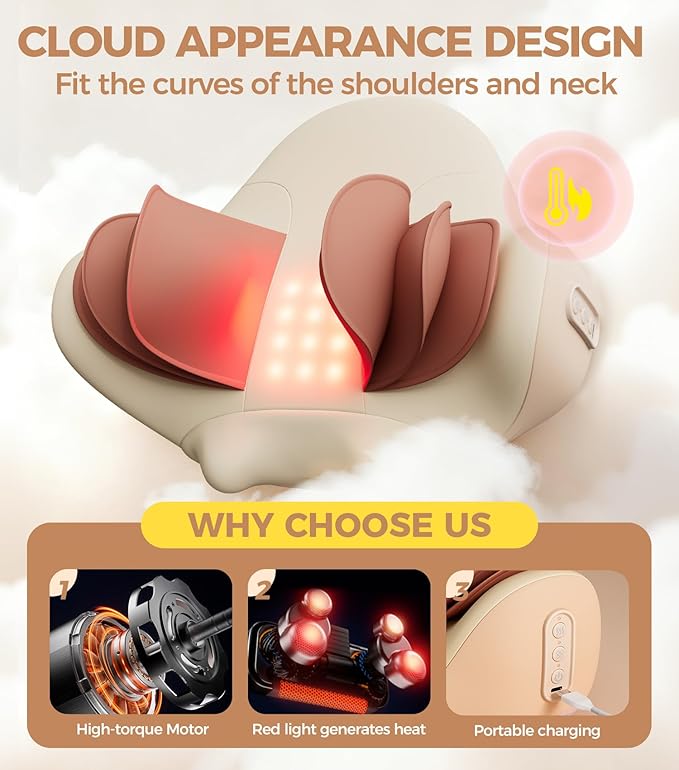 3-in-1 Heated Neck Traction Massage Pillow, Neck Massager for Pain Relief deep Tissue