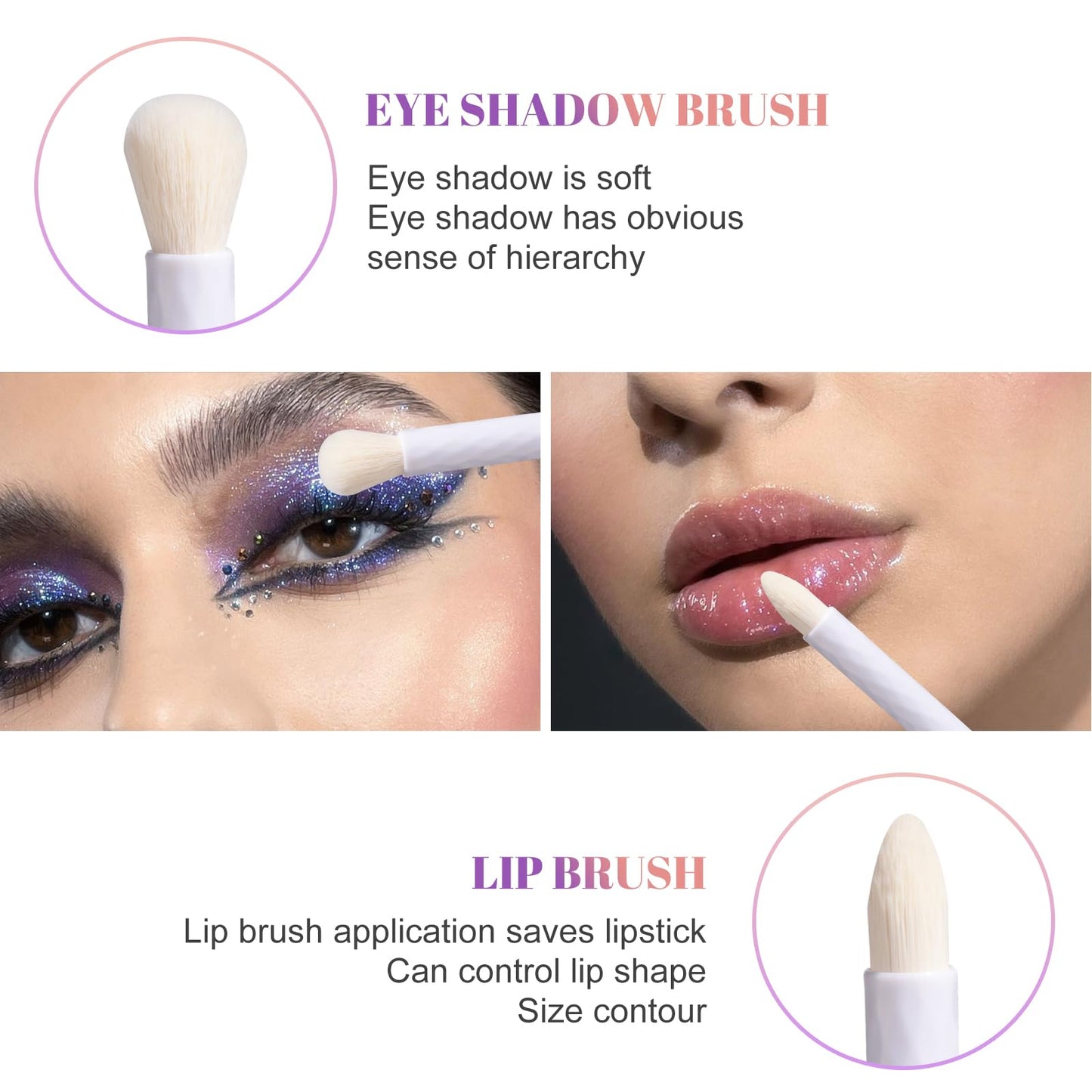 BS-MALL Travel Makeup Brushes – Professional and Durable 16-piece Se tDetachable Rotating Handles, Eco-Friendly Design, Comes with Storage Barrel(white Travel Case)