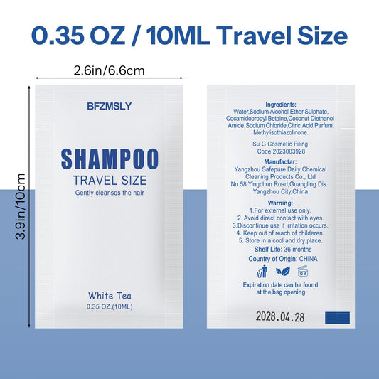 30 Sets Travel Size Toiletry Sets, Shampoo & Body Wash (0.35oz Each, 2-in-1 Toiletries Kit, White Tea Scent) – Individually Wrapped Hotel Amenity Packs for Guests, Airbnb, Vacation Rentals