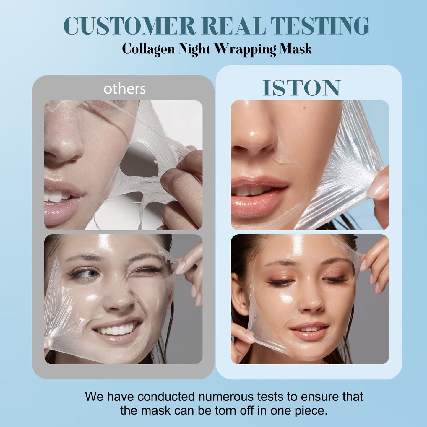 ISTON Collagen Night Wrapping Mask for Glass Skin - Elasticity& Hydration Boost,Reduces Dullness&Radiant Skin| Easy Peel-Off Collagen Face Mask Skin Care
