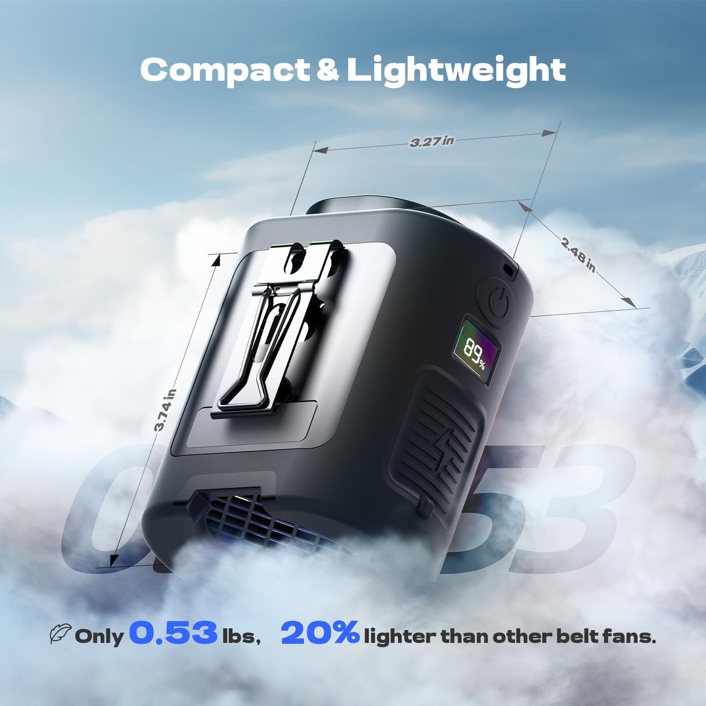 Portable Waist Fan, 4 Speeds 13000RPM Strong Airflow, belt fan with up to 22H of Working Time, Hands-Free Neck Fan, Rechargeable Wearable Personal Fan for Outdoor, Hiking,Jobsite, Farms