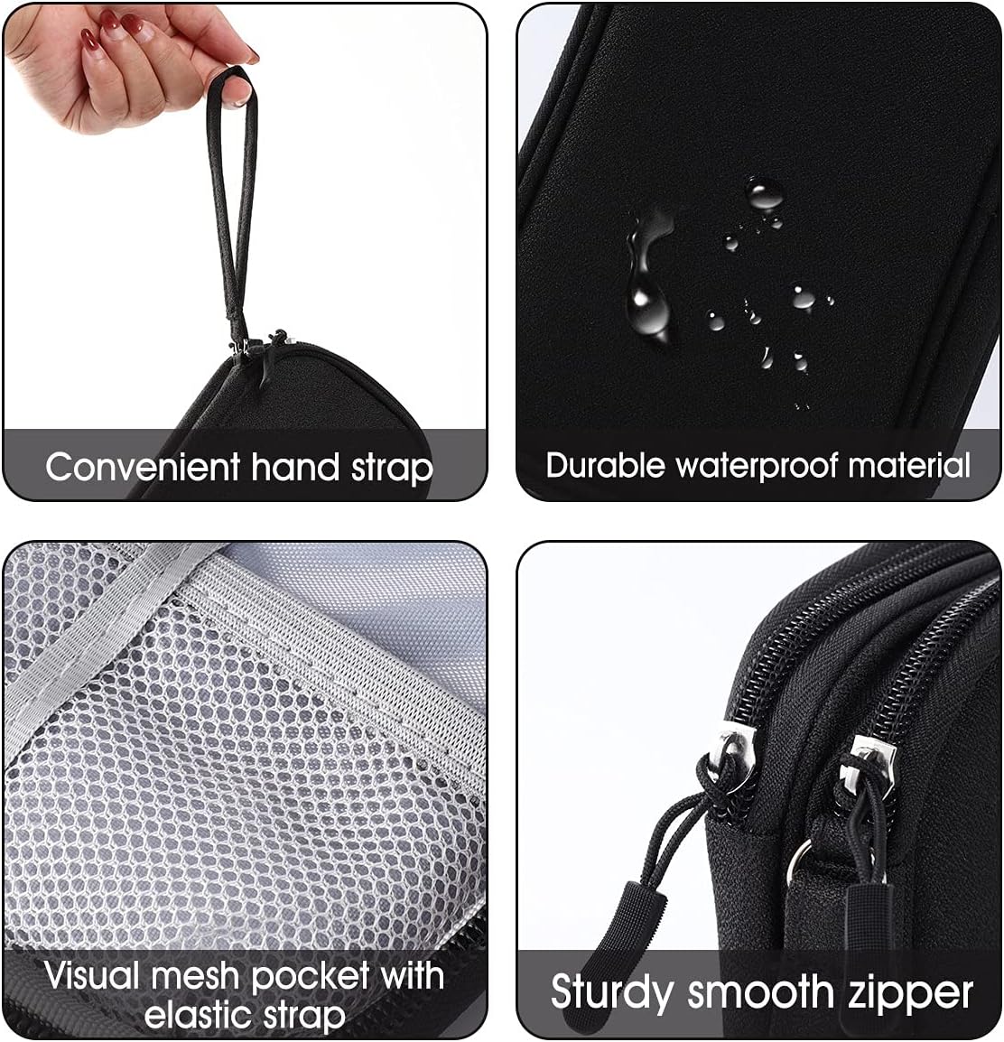 Tildaks Travel Electronic Organizer Pouch Bag, 3 Compartments Portable Electronic Phone Accessories Storage Multifunctional Case for Cable, Cord, Charger, Hard Drive, Earphone(Pink)