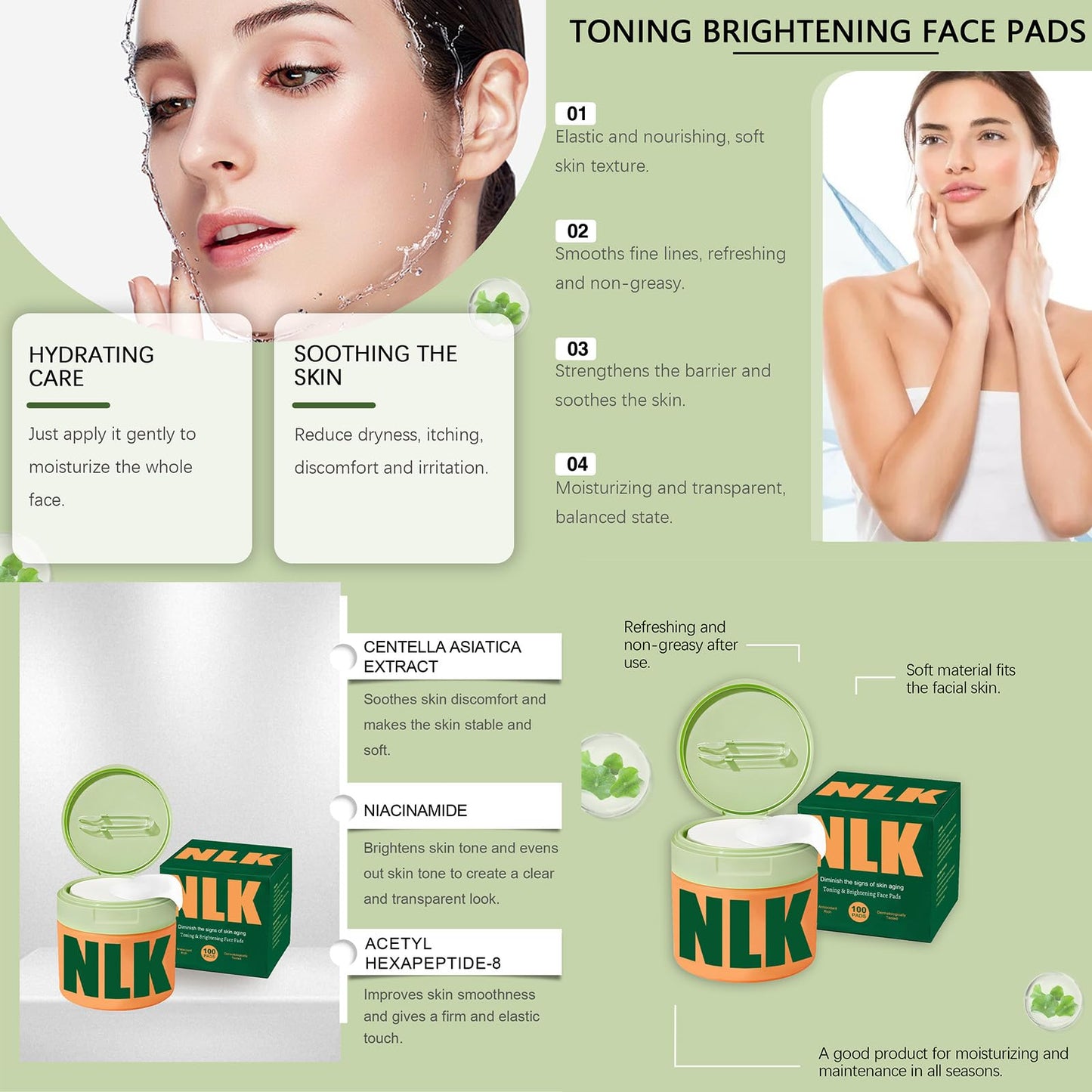 Korean Skincare Toner Pads – Anti-Aging Facial Pads for Dark Spots & Wrinkles – Hydrating Treatment with Snail Mucin, Centella & Niacinamide – 100 Count with Tweezers