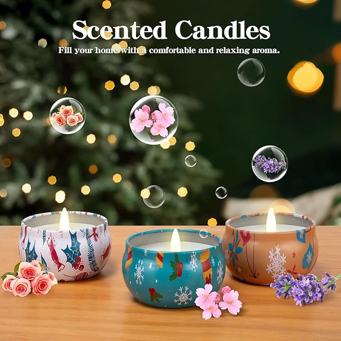 New Year's Candles Set Gift, Super Value 3 Pack 2.5 oz Aromatherapy Candles for Home Scented, Christmas Candles Gifts for Women, 3 Fragrant Scented Candles Set Can Meet Your Various Needs