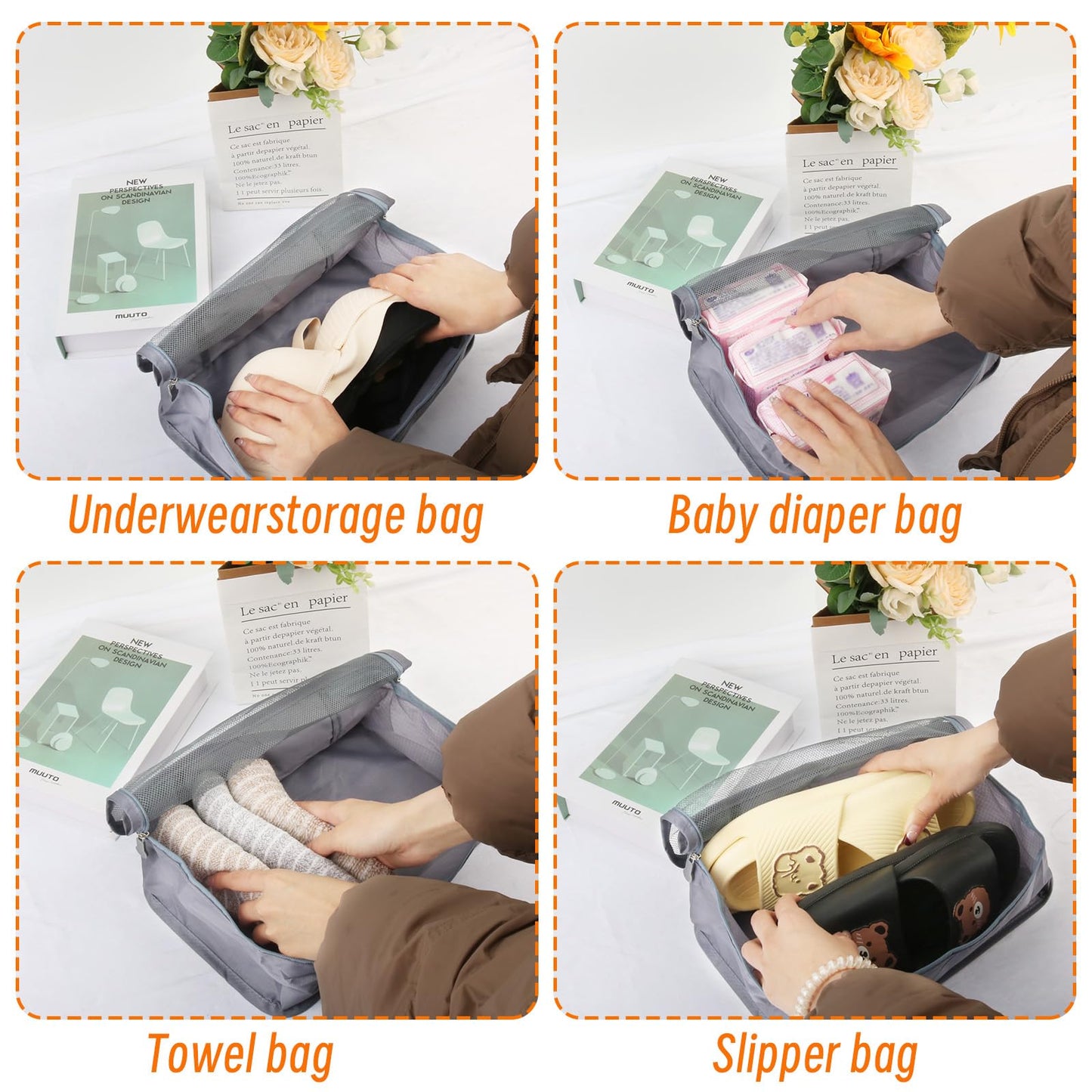 CvoMep 12 Pcs Packing Cubes Luggage Organizers Small Mesh Clothing Underwear Bag Foldable Laundry Bags for Travel Hiking Camping Backpacking