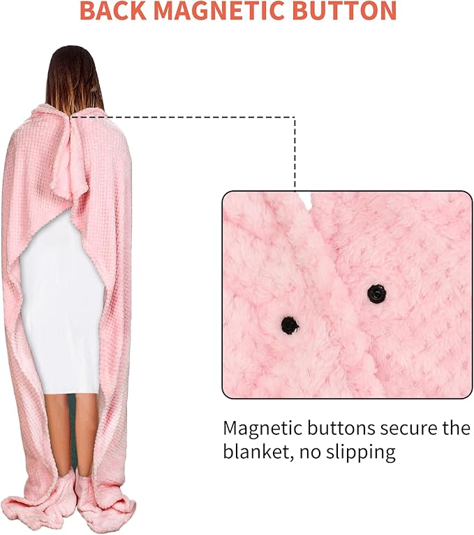 Tirrinia Travel Blanket Airplane Compact with Bag, Soft& Lightweight Wearable Blanket with Foot Pockets for Women Men Adults, Warm Snuggle Blanket, Airplane Travel Essentials, Travel Gifts for Her,