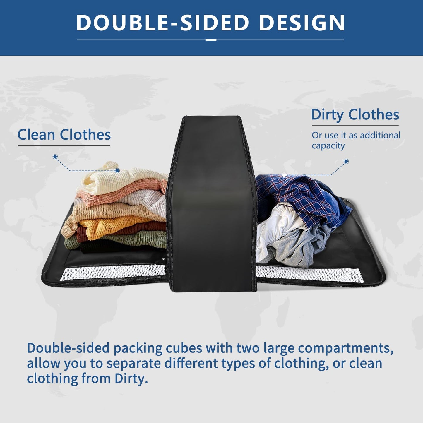 Compression Packing Cubes for Travel Essentials, 2 Set Suitcase Organizers for Luggage Carry on, Large Lightweight Compressible Expandable Mesh Travel Cubes by U+U, Black