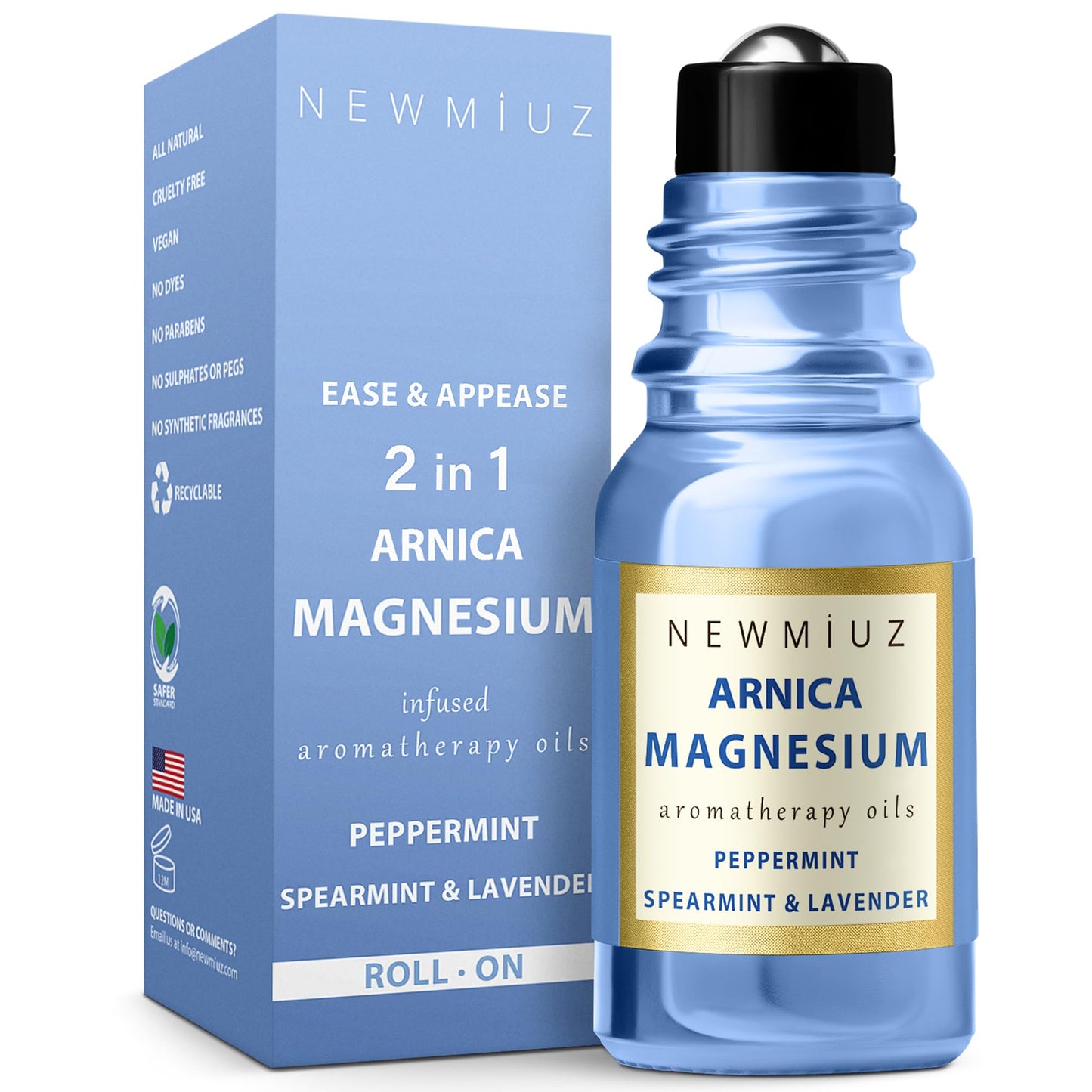 Migraine Roll on Stick Headache Magnesium Arnica Montana Oil Peppermint Eucalyptus Lavender Spearmint Essential Oil Stress Relief Gifts for Women