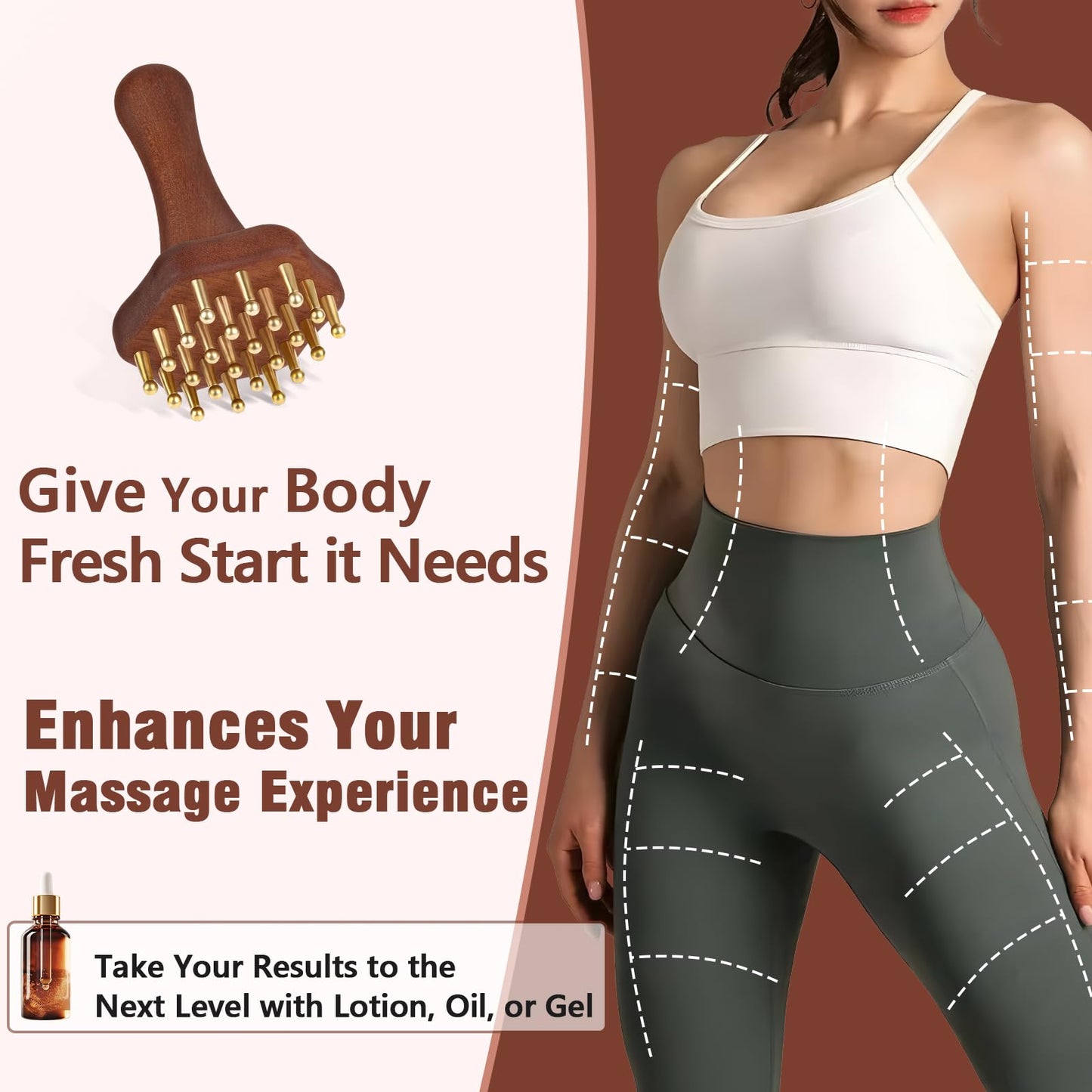 KintKita Wood Therapy Massage Tools,Lymphatic Drainage Massager Helps Reduce Cellulite for Belly Arms & Legs, Anti Cellulite Massager Body Sculpting Tools for Body Contouring & Muscle Relief