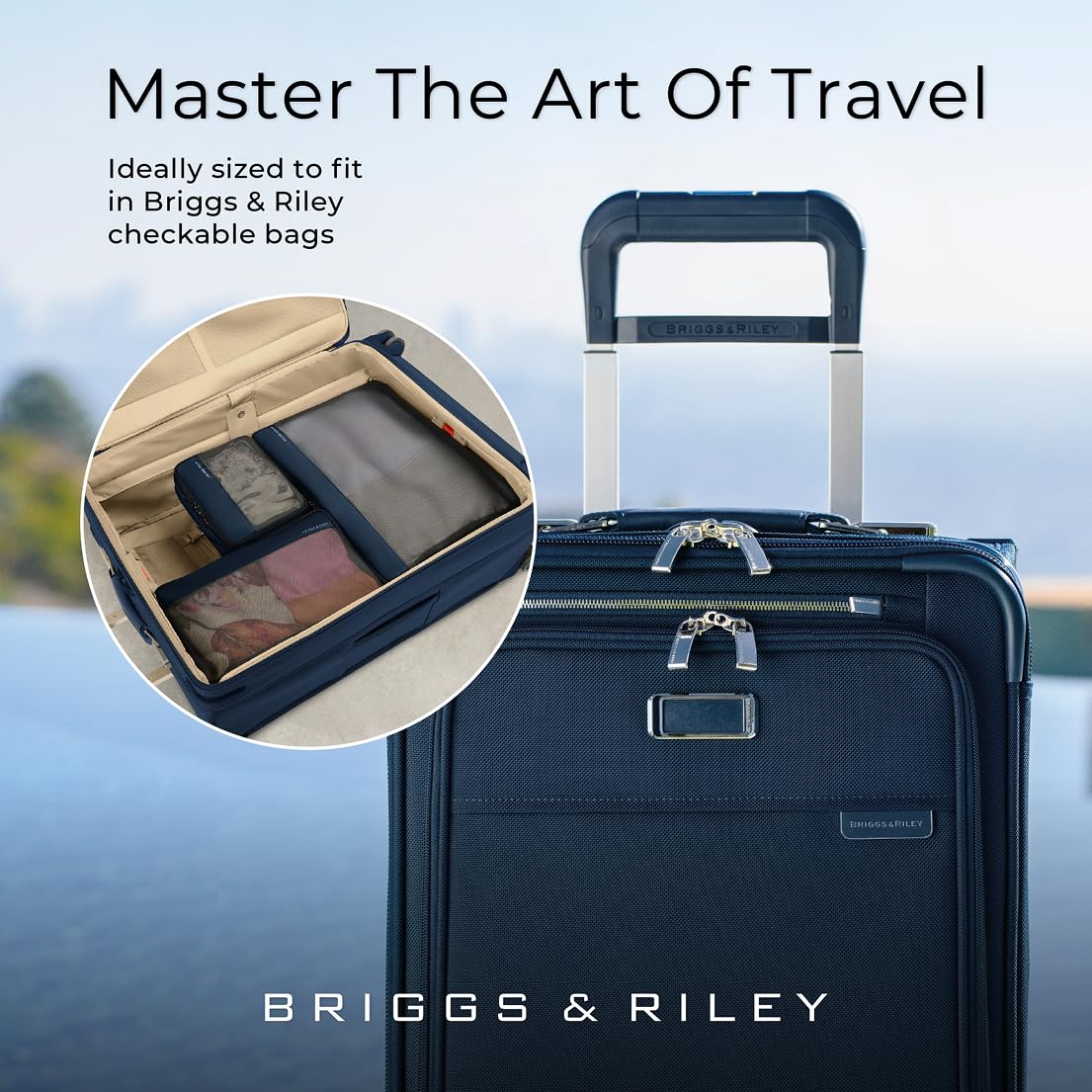 Briggs & Riley Compression Packing Cube Set - Bag Organizer for Check In Suitcase & Luggage, For Women & Men, Pack Accessories for Vacation - Travel Must Haves, 3-Piece, Navy