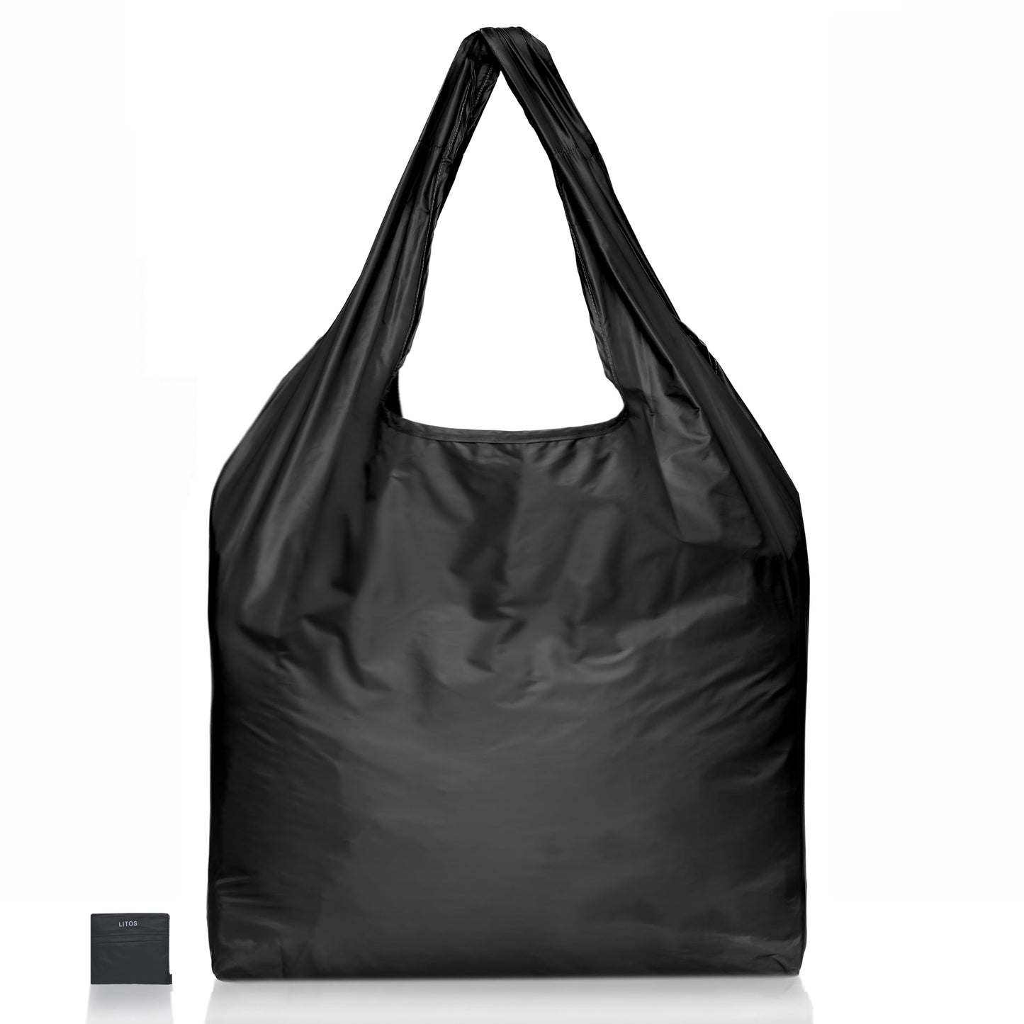 SYZY Pocket-Size Foldable XL Shopping Bag - Holds 70 lbs, Durable and Ultra-Lightweight for Daily Use and Travel (Black)