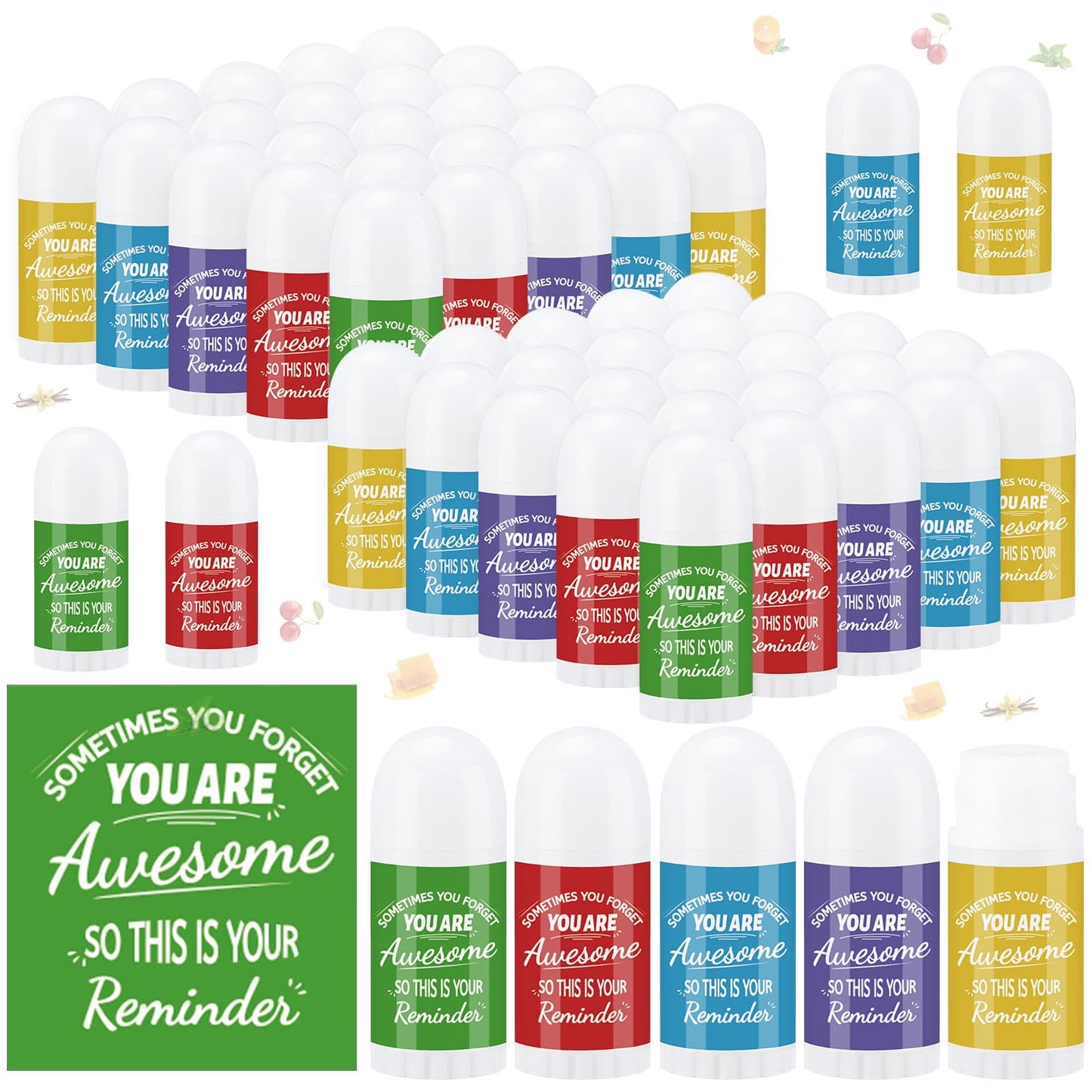 50 Pcs Thank You Christmas Mini Lip Balm Bulk Gifts for Women Christmas Lip Balm Gifts Natural Ingredients Products for Coworkers Employee Teacher Xmas Party Favors