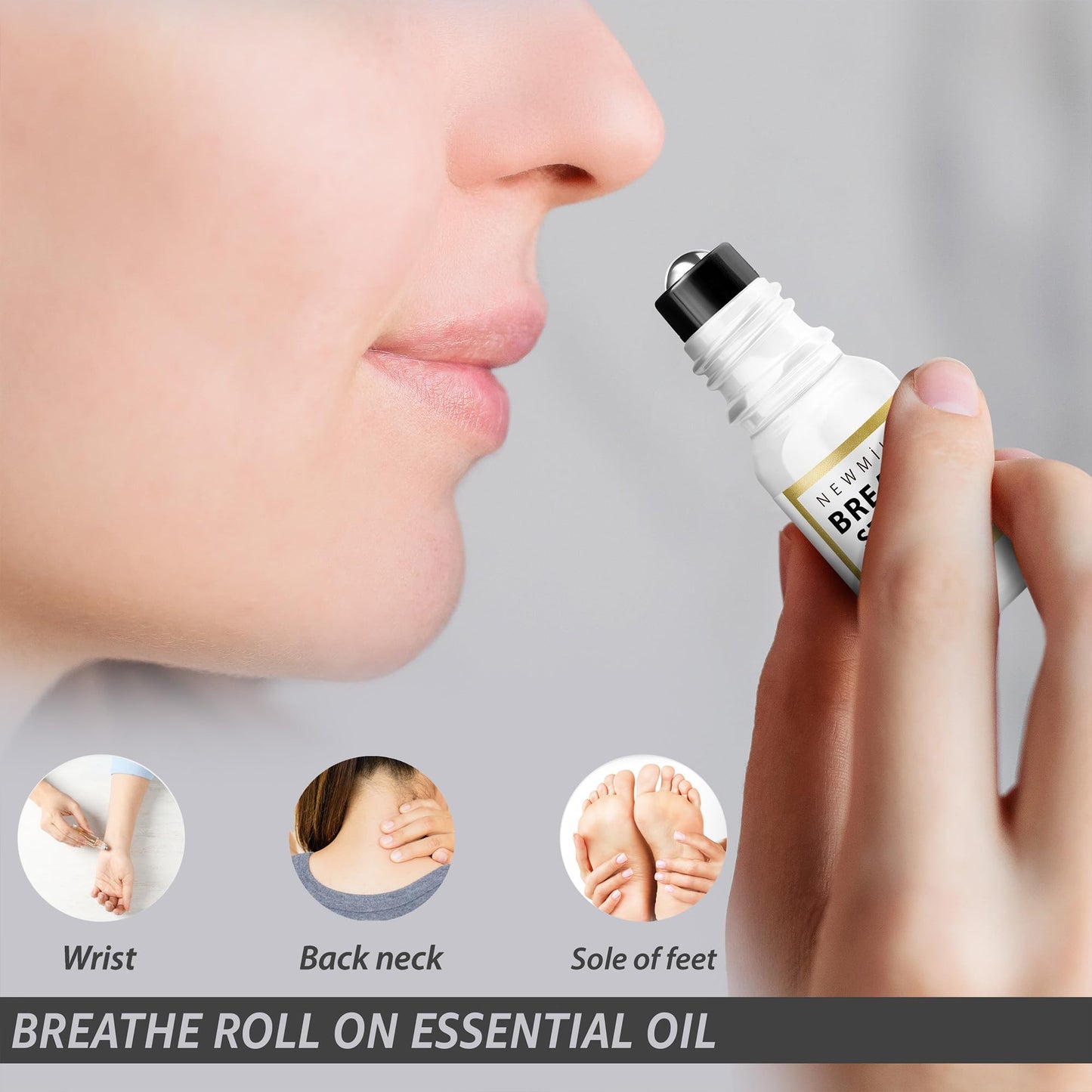 Breathe Easy Roll on Stick Peppermint Eucalyptus Essential Oil Blend Stress Sinus Natural Relief Gifts for Women Men Perfect Stocking Stuffers