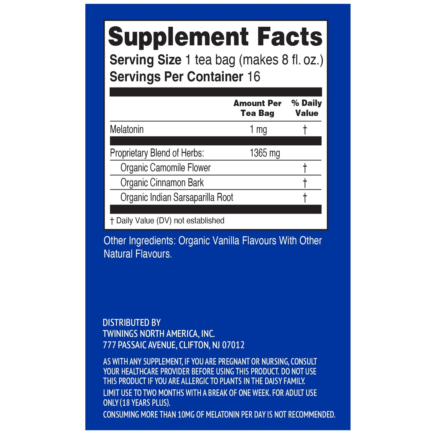 Twinings Bedtime Tea Variety 2-Pack Pure Camomile Teabags and Superblends Camomile, Cinnamon & Vanilla + Melatonin Tea, Naturally Caffeine-Free