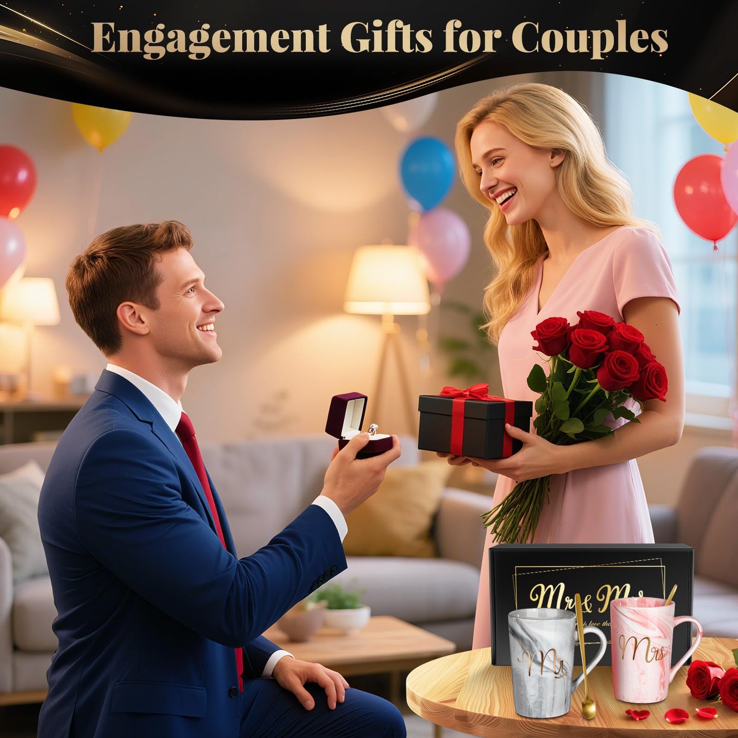 Linkax Mr and Mrs Coffee Mug Couple Gifts, White Elephant Christmas Wedding Gifts for Couples 2025, Useful Anniversary Engagement Present for Couple Newlyweds Husband Wife Bridal Shower Bride to Be