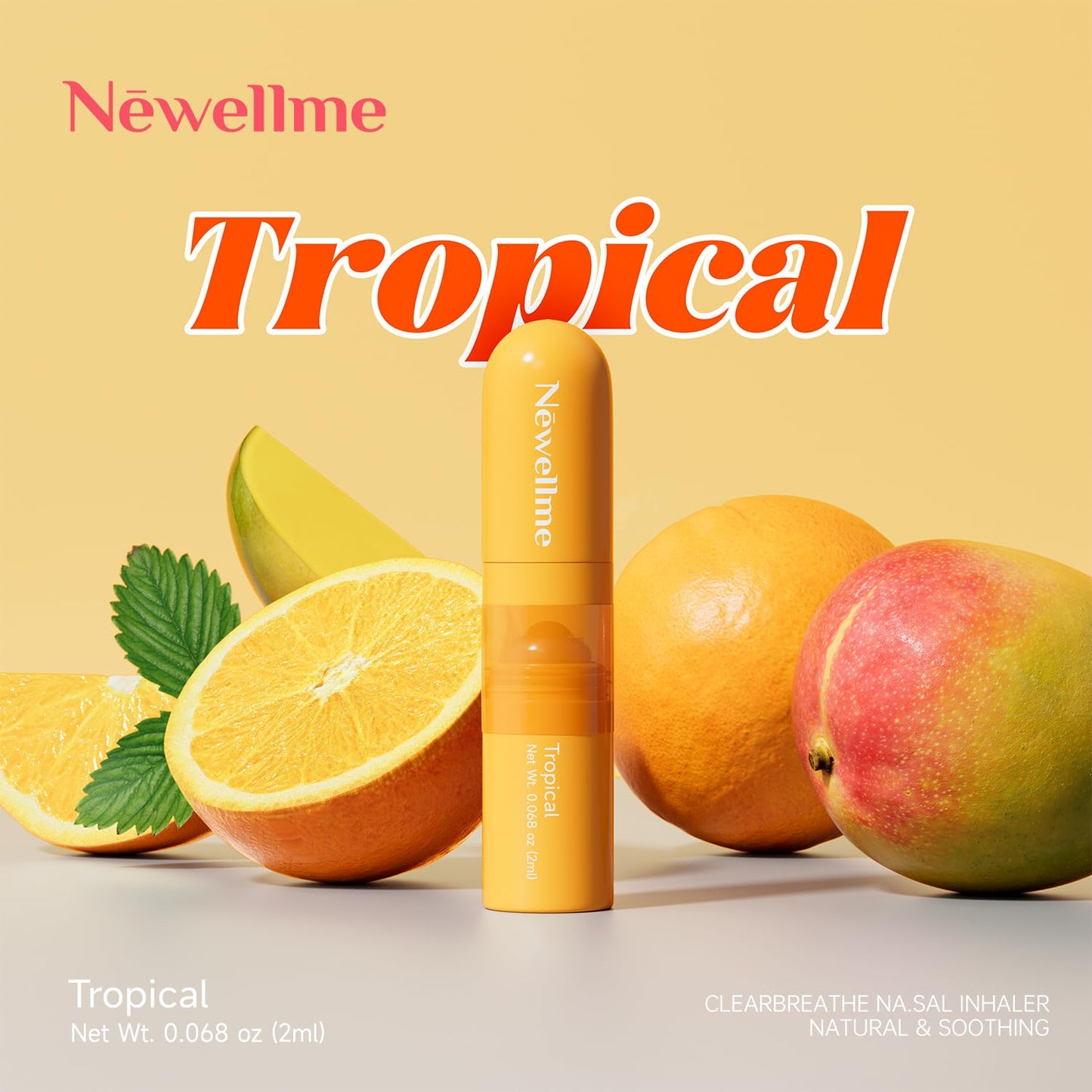 NEWELLME Dual-Use Aromatherapy Nasal Stick - 3 Refreshing Scents (Mint, Watermelon, Tropical) for Sinus Relief, Energy Boost & On-The-Go Comfort, Pack of 3