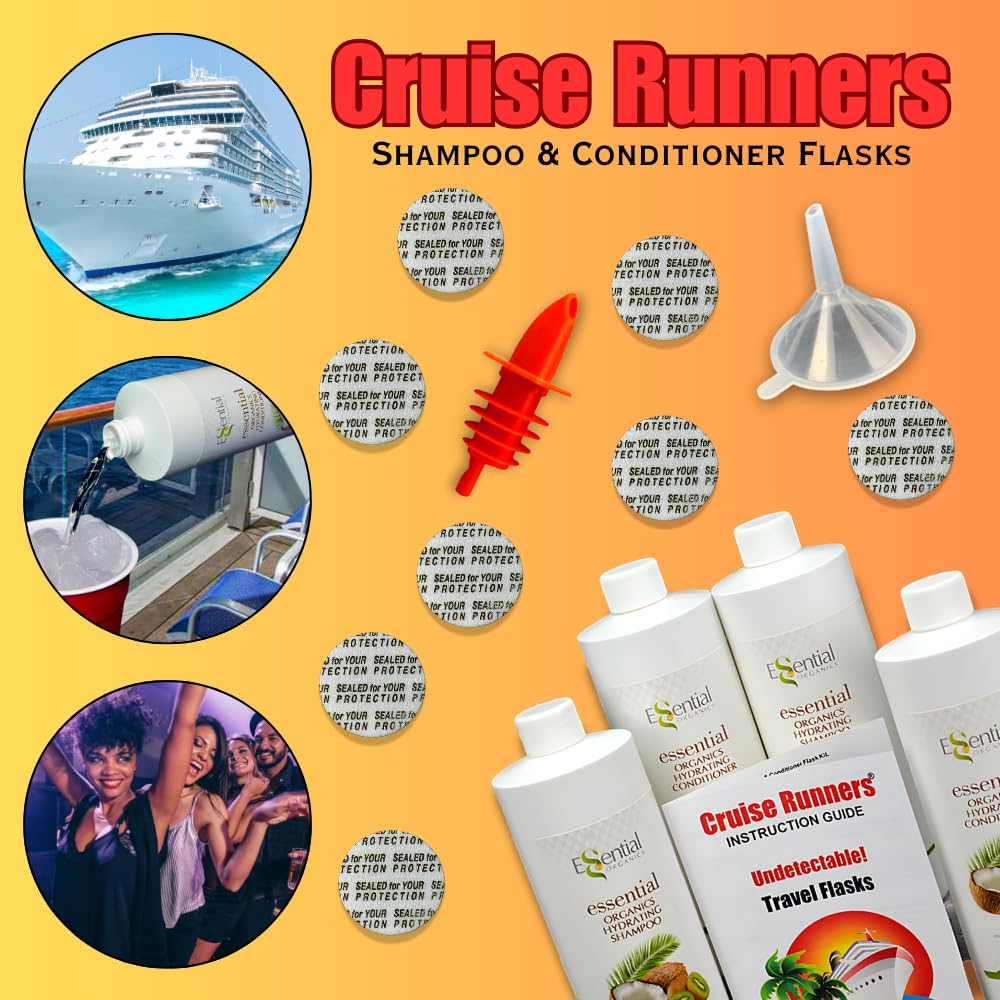Fake Shampoo & Conditioner By CRUISE RUNNERS Hidden Liquor Alcohol Flasks For Booze Cruise Enjoy Rum Runners 4 Bottles