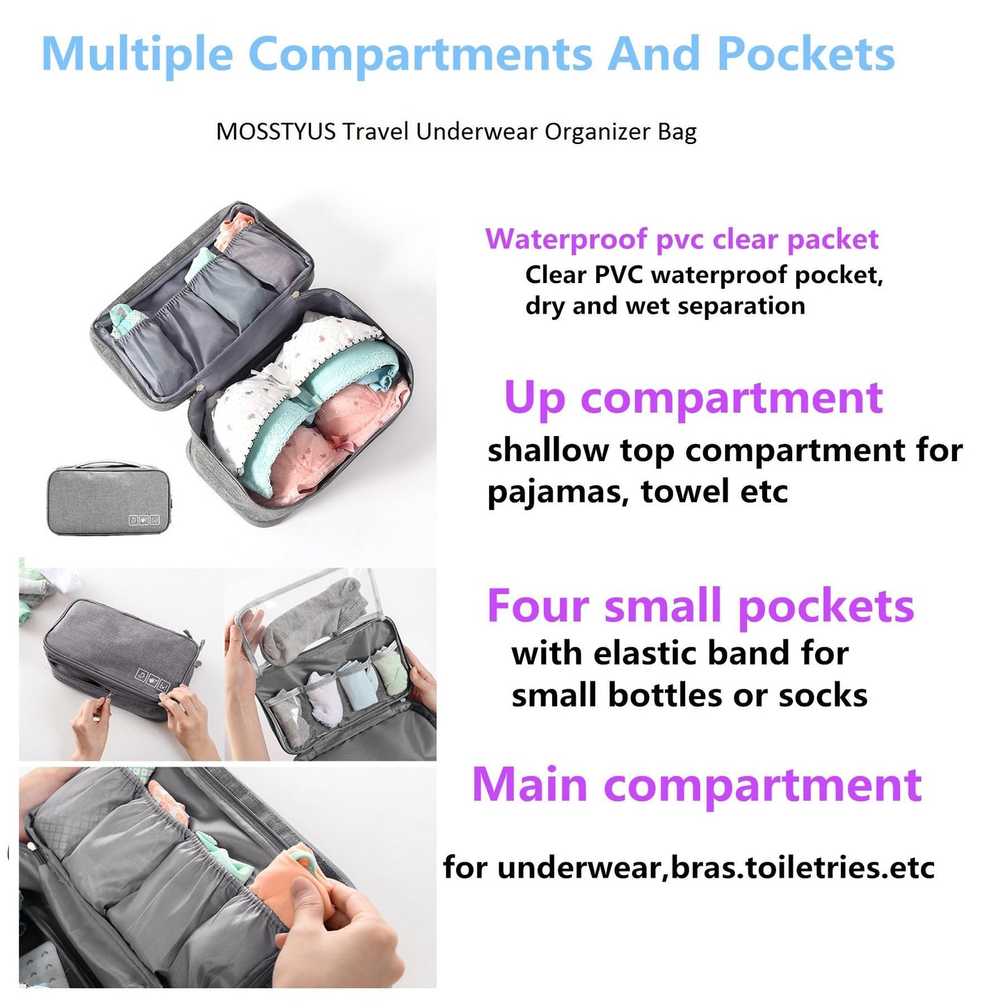 Travel Multi-function Underwear Organize Storage Bag Portable Bra Socks Lingerie Accessories Pack Cube Toiletry Bag