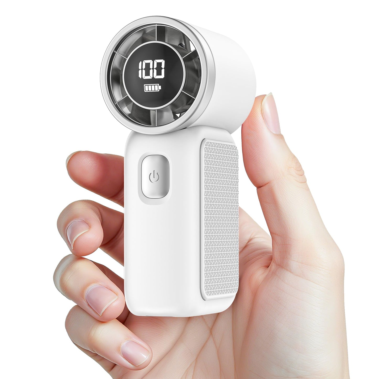 AGEYOU Portable Handheld Mini Fan, 6 Gear Wind, Hand Small Travel Personal Held Fans, Rechargeable Turbo Fan, Gifts for Women Men, for Camping Vacation Outdoor (white)