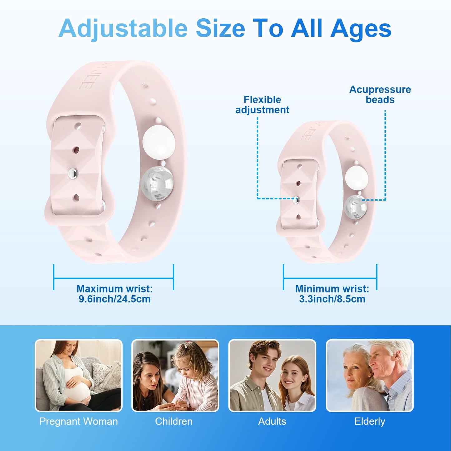 LYJEE Motion Sickness Bands Anti Nausea Wristband for Adult and Kids Morning Sickness Relief for Pregnant Women Acupressure Nausea Relief for Car, Sea, Air Sickness