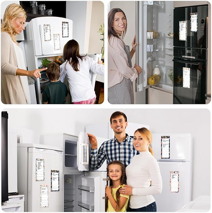 Koogel Magnetic Fridge Notepads, Floral Design, 4 Pack 200 Sheets Grocery List Notepad, 70g Premium Paper, Tear-Off Sheets, Perfect for Daily Schedules, Shopping Lists & Task Management, To-Do List