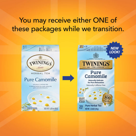 Twinings Bedtime Tea Variety 2-Pack Pure Camomile Teabags and Superblends Camomile, Cinnamon & Vanilla + Melatonin Tea, Naturally Caffeine-Free