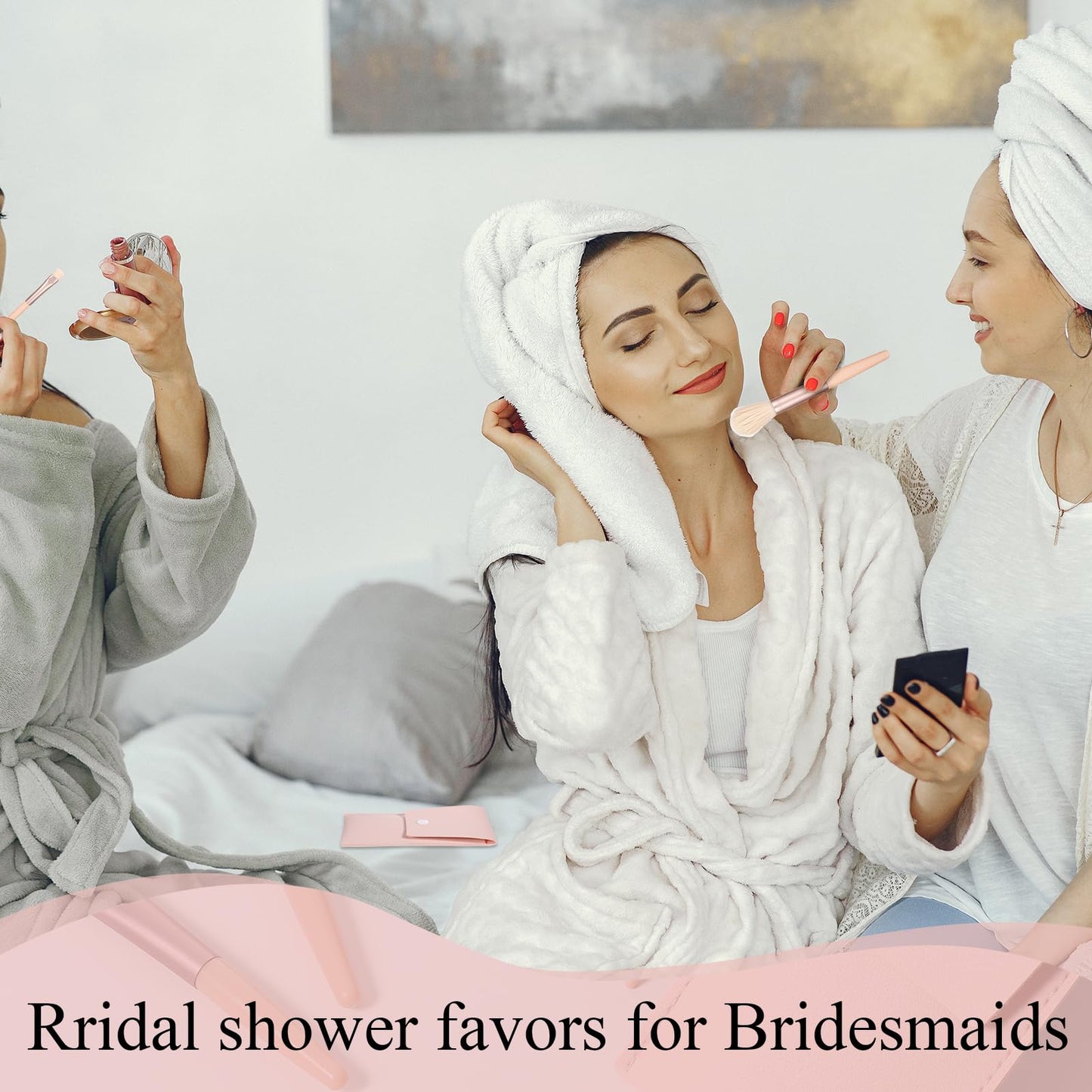 24Sets Travel Makeup Brush Set, Mini Makeup Brushes, Face Bulk Make up Brushes Angled Blush Brush for Women Girls Wedding Gift(Powder Pink)