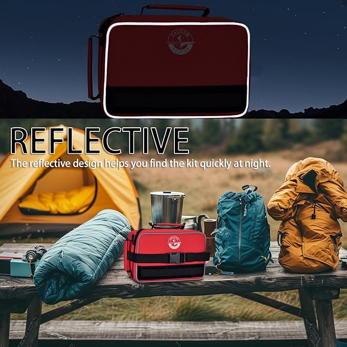 418-Piece First Aid Kit, All-in-One Waterproof Survival Kit for Home, Car, Travel, Hiking & Outdoor Emergencies | Tear-Resistant & Compact Design for Business, Vehicle & School Use