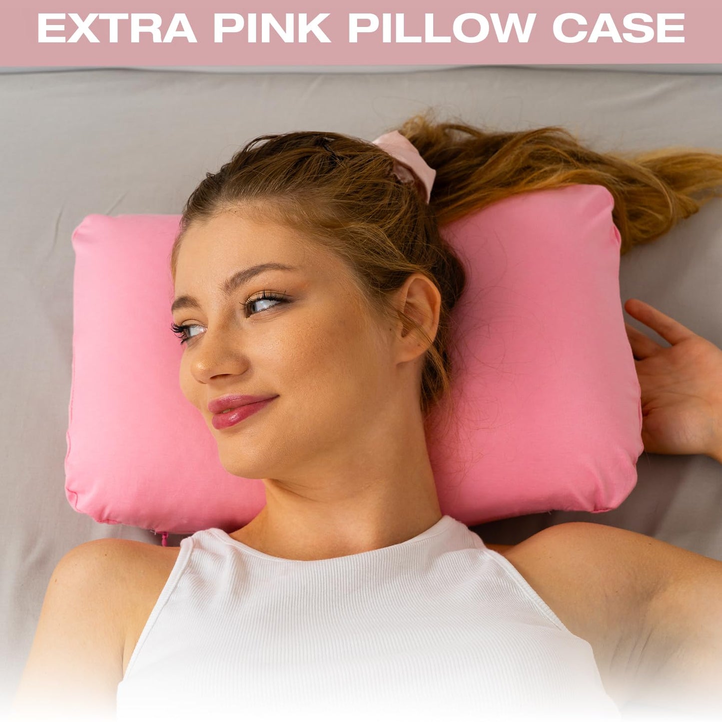 alkamto Travel & Camping Comfortable Memory Foam Pillow – Easy to Carry Portable Bag – Temperature Regulating Pillow Case (Pink + Extra Cover)