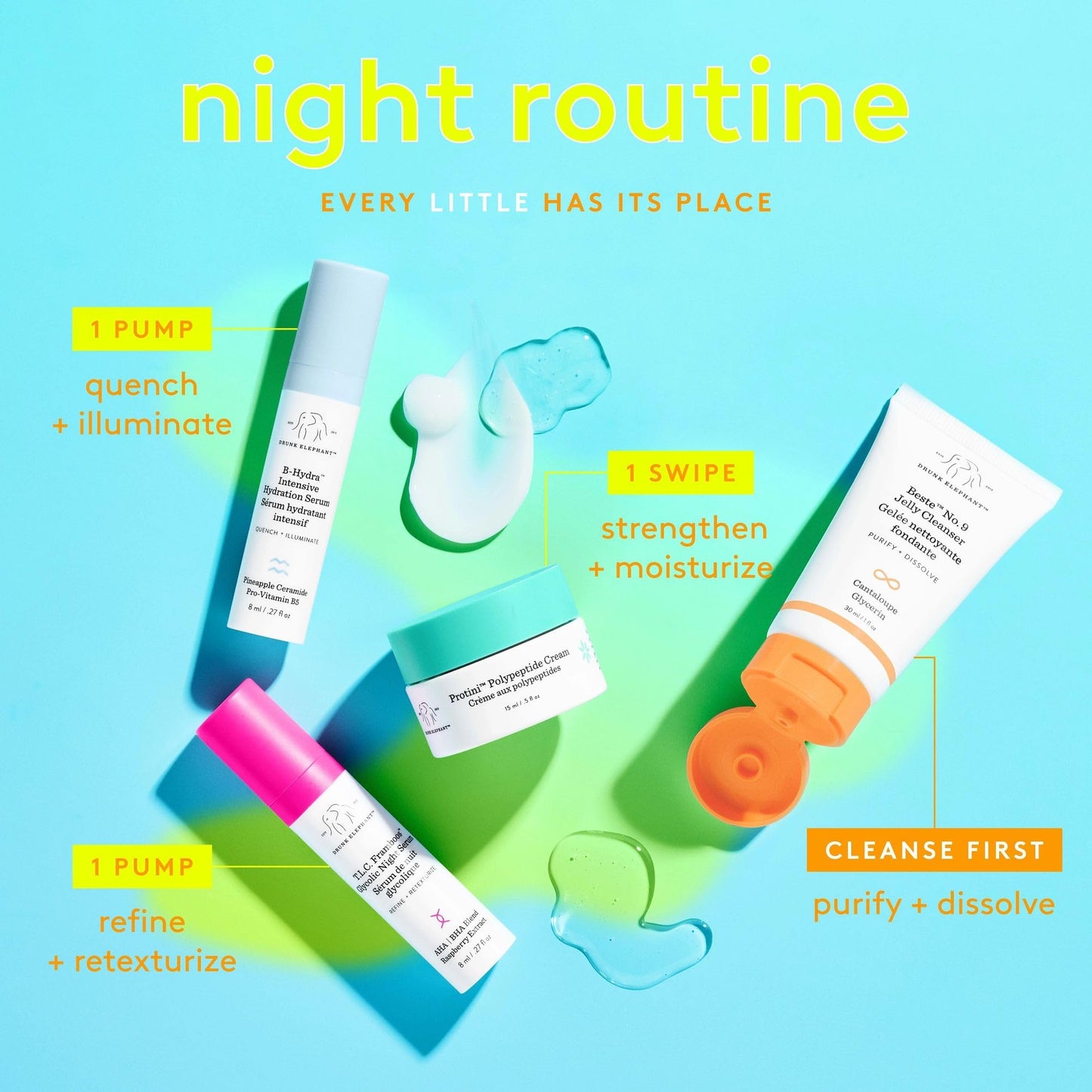 Drunk Elephant The Littles 7.0 Kit - 6 Travel-Friendly A.M. and P.M. Essentials - Clean Clinical Skincare - Cruelty-Free - Dermatologist-Tested - Free of Essential Oils, Silicones, and Fragrance