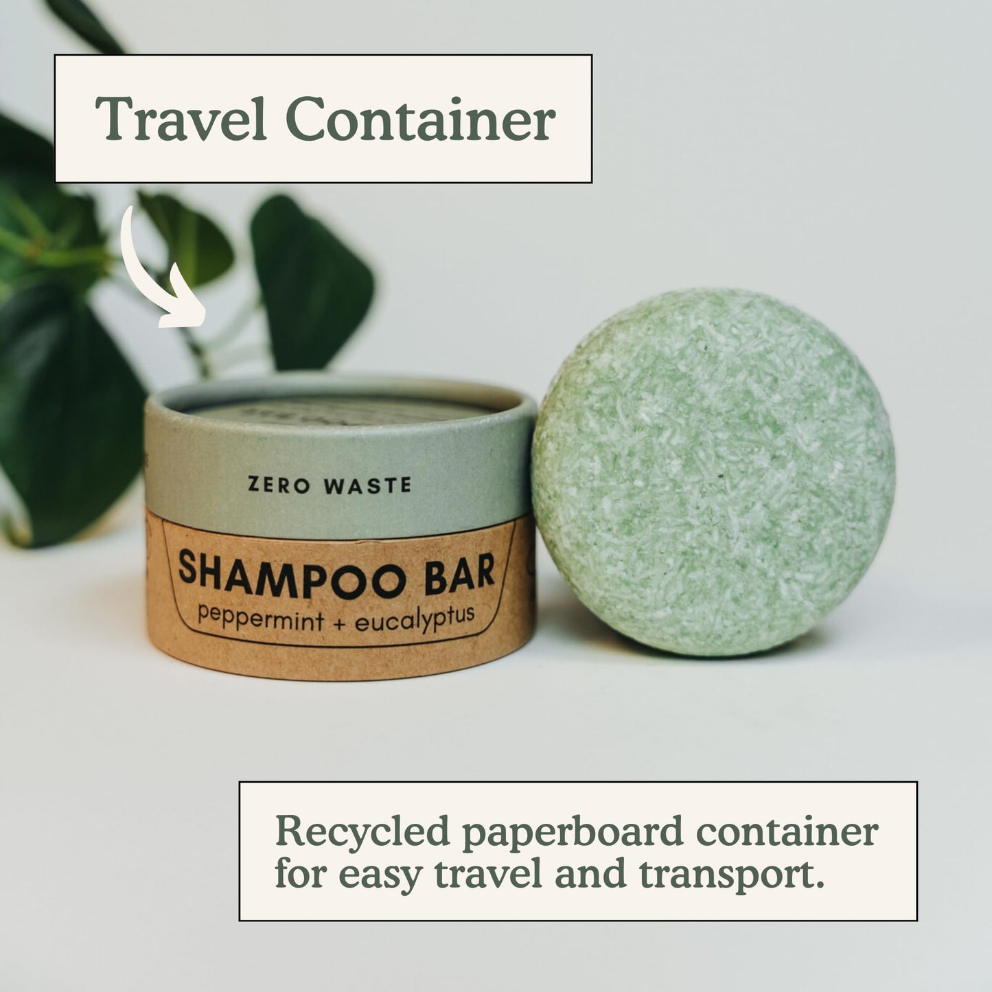 Zero Waste MVMT Shampoo Bar | Peppermint + Eucalyptus | Eco-friendly Shampoo with Travel Container | Natural Salon Quality, Zero Waste & Plastic Free