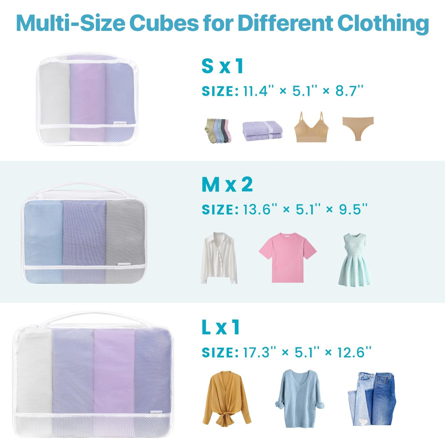 Cambond Machine Washable Mesh Packing Cubes Laundry Bag - 4 Set See Through Packing Cubes for Travel Women, Lightweight Dual-Use Mesh Laundry Wash Bags Luggage Organizer Bags Travel Cubes for Packing