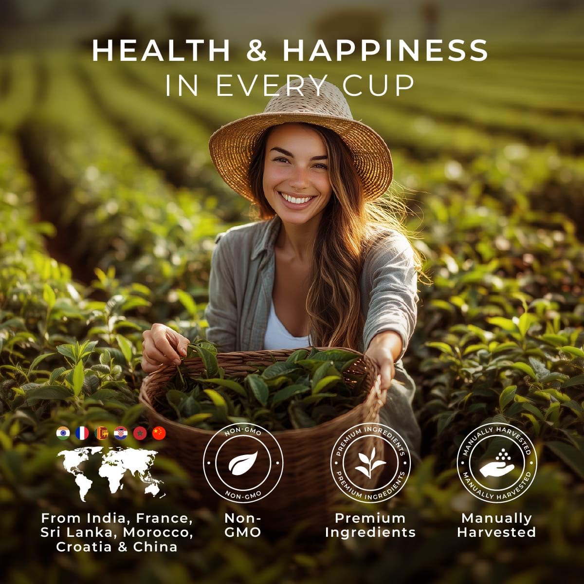 Gya Tea Co Her Wellness Tea Bags Collection (20 Bags) - 7 Flavors Assorted Tea Variety Pack Gift Set with Citrus Mint, Hibiscus, Chamomile & Ginger - Fruit & Herbal Blends