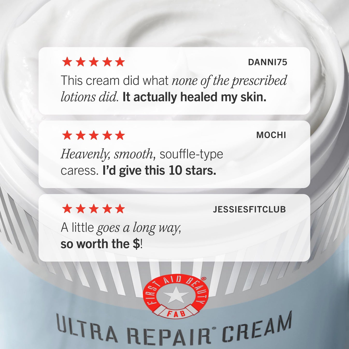 First Aid Beauty - Ultra Repair Cream, Intense Hydration Whipped Colloidal Oatmeal, Clinically Proven to Strengthen Skin Barrier in 7 Days & Helps Relieve Eczema, Luxury Moisturizer, 2 oz, 3 ct