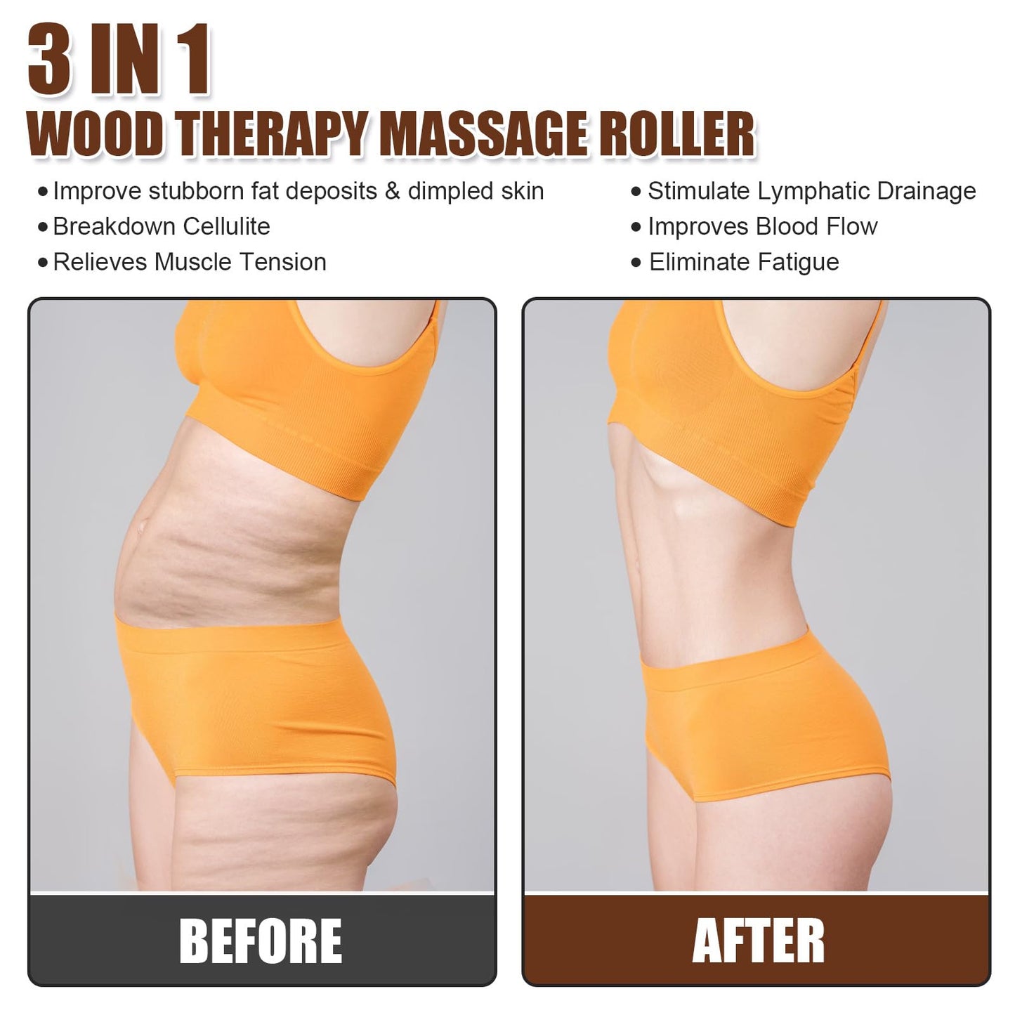 KintKita Wood Therapy Massage Tools 3 in 1,Wooden Lymphatic Drainage Massager Maderoterapia Kit Professional Body Cellulite Massager for Body Sculpting,Contouring,Relief Muscle,Anti-Cellulite