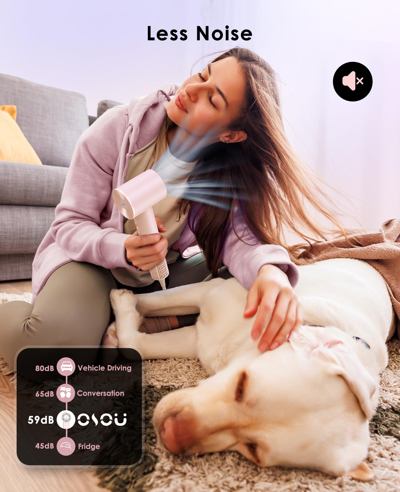 OSOU Hair Dryer with Diffuser for Curly Hair, Negative Ionic Hairdryer, High-Speed Blow Dryer with 110, 000 RPM Brushless Motor, Fast Drying Lightweight Travel Hairdryer, Low Noise Quiet Hair Dryers