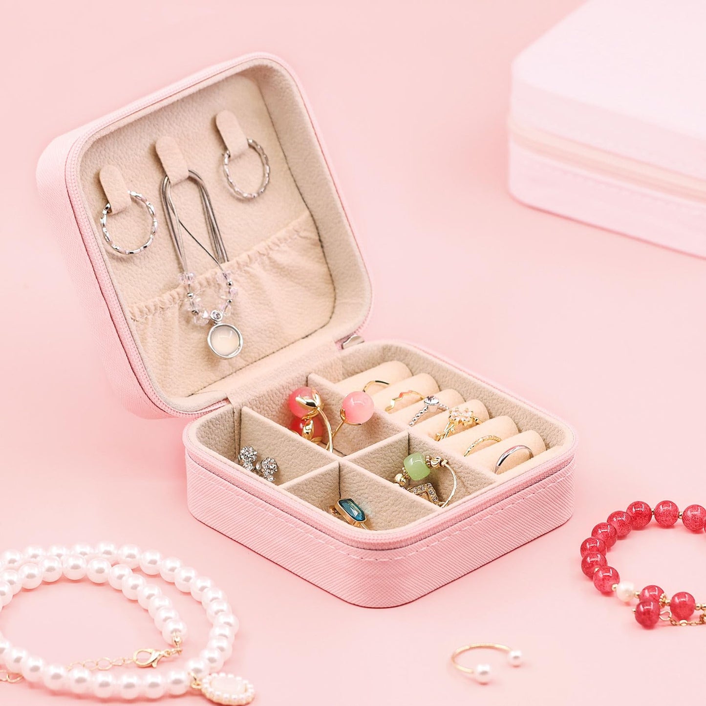 12 Pcs Travel Jewelry Box Exquisite Travel Jewelry Case Portable Jewellery Storage Holder Organizer Box Small Jewelry Organizer for Rings Earrings Necklaces Pendants Bracelets Watches