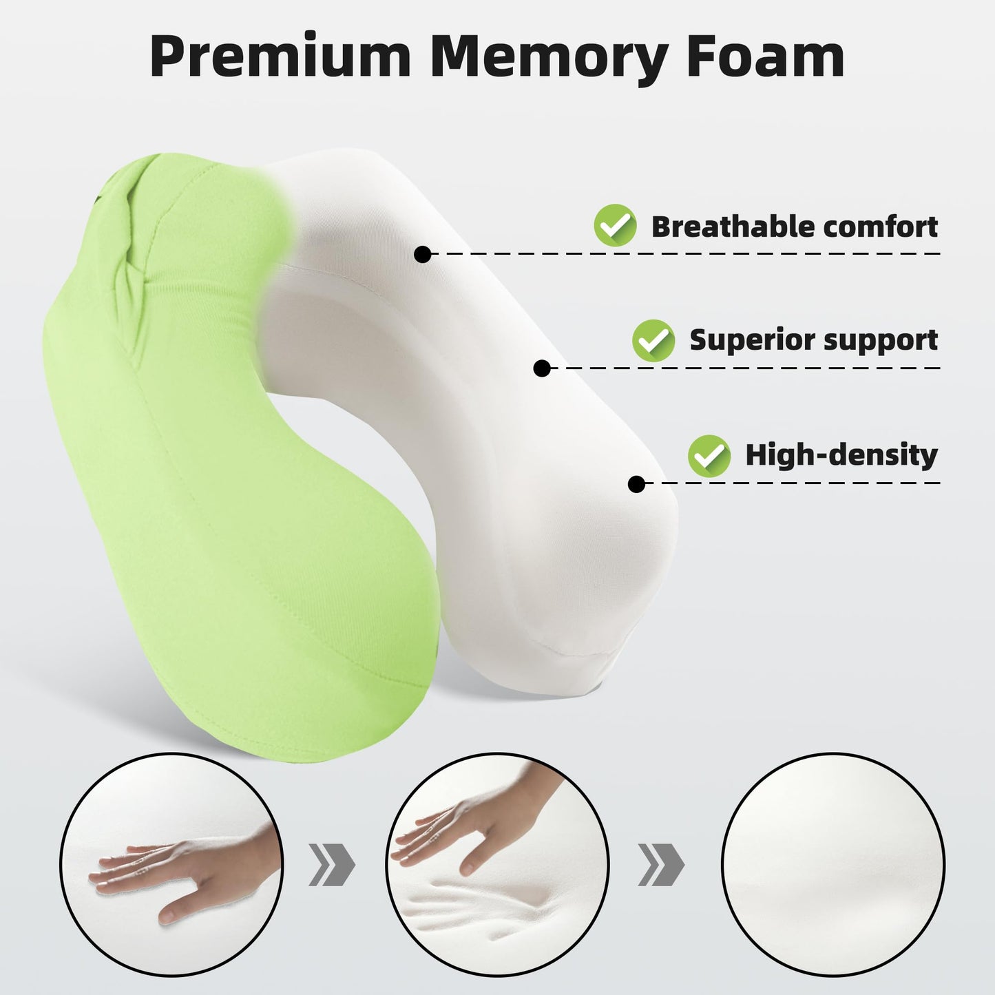 ALLINCOZY Privacy-Friendly Hooded Travel Pillow for Kids & Adults, Sensory-Friendly, Memory Foam Neck Support for Airplane, Car & Train, Breathable Fabric, Portable, Ultimate Comfort