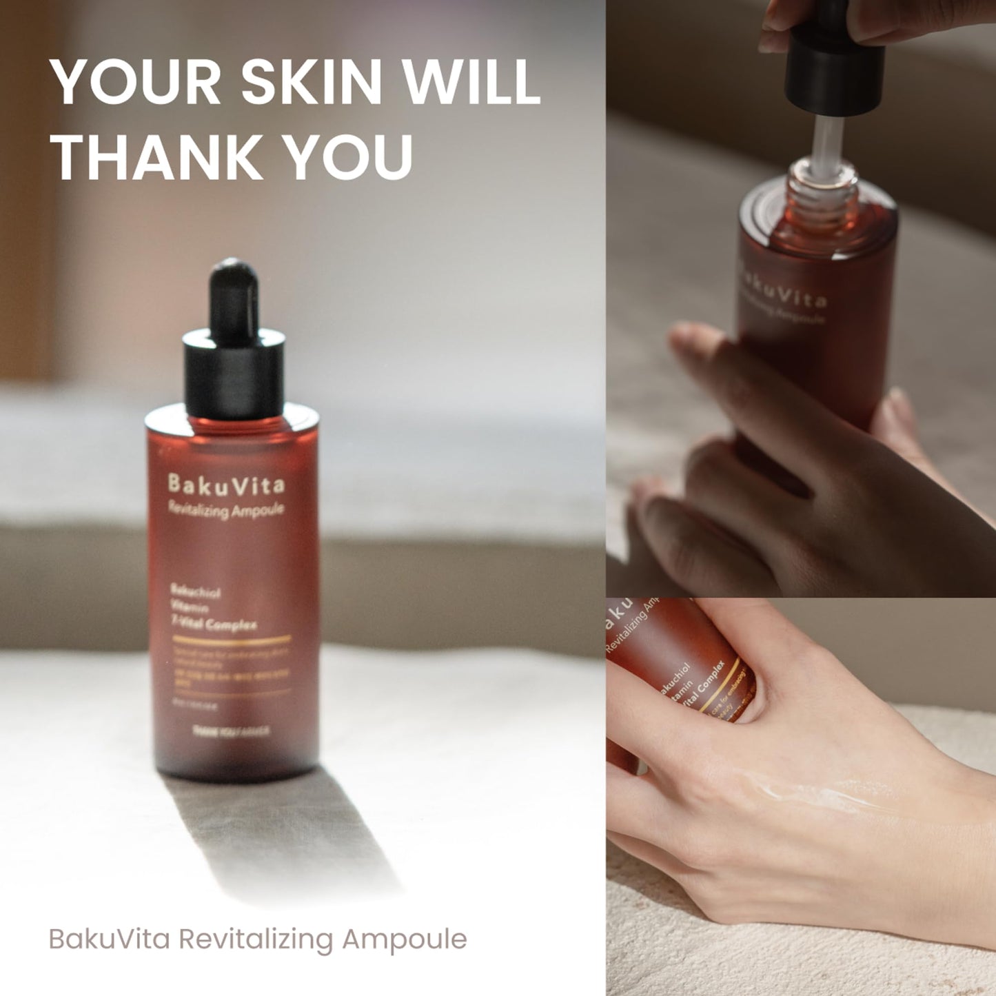THANKYOU FARMER BakuVita Revitalizing Ampoule - Bakuchiol Retinol Alternative, Vitamin C + E Korean Serum, Pore Care, Firming, Vegan 1.75 fl oz (50ml)