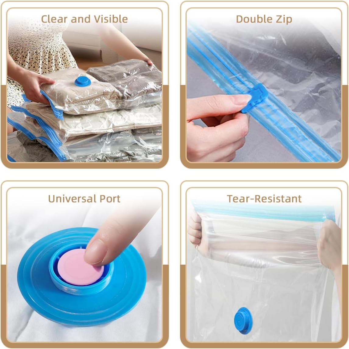 Vacuum Seal Bags with Portable Electric Pump, 12 Pack Vacuum Storage Bags for Clothing Travel, Compression Packing Space Saver Bags for Luggage Suitcase (4 Small & 4 Medium & 4 Large)