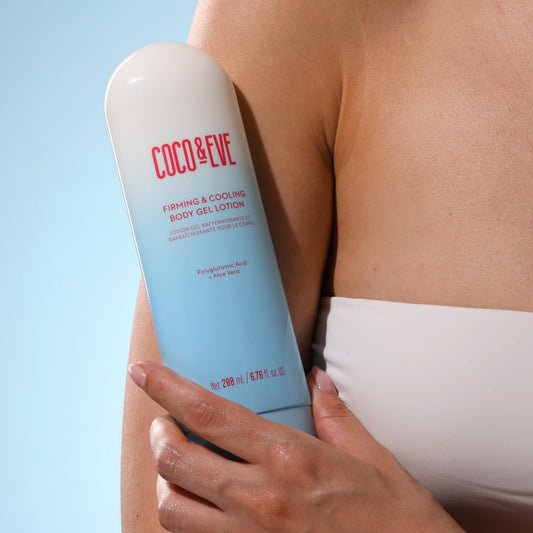 Coco & Eve Firming & Cooling Body Gel Lotion — Aftersun Care with Aloe Vera, Polyglutamic Acid for Sunburn Relief, Hydration & Skin Recovery. Soothing Moisturiser for Sun-irritated Skin. (6.76 fl oz)