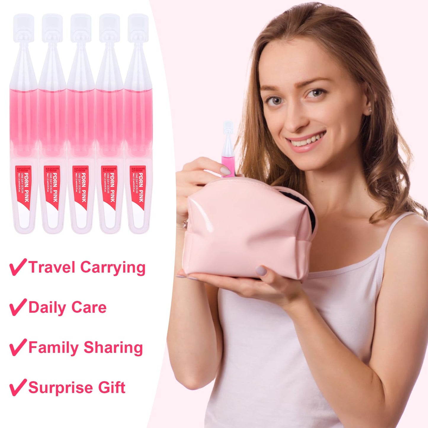 Pink One Day Serum, High-Purity Salmon PDRN, Ultra Hydrating Serum, Non-greasy Formula for Face Brightening, Hydrating, Evens Tone, Smooths Fine Lines (0.05 fl.oz x 10e)