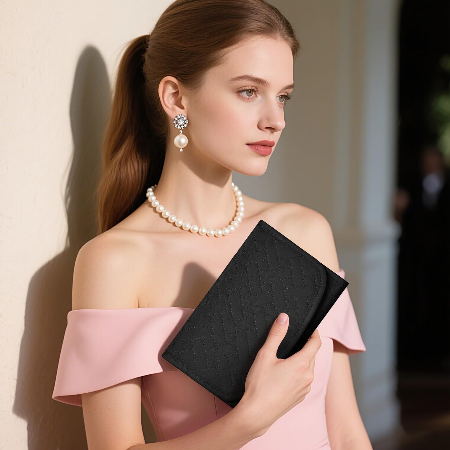 LASUK Travel Jewelry Holder Organizer Case, Foldable Jewelry Roll Storage Bag for Necklaces Rings Earrings Bracelets, Large, Black