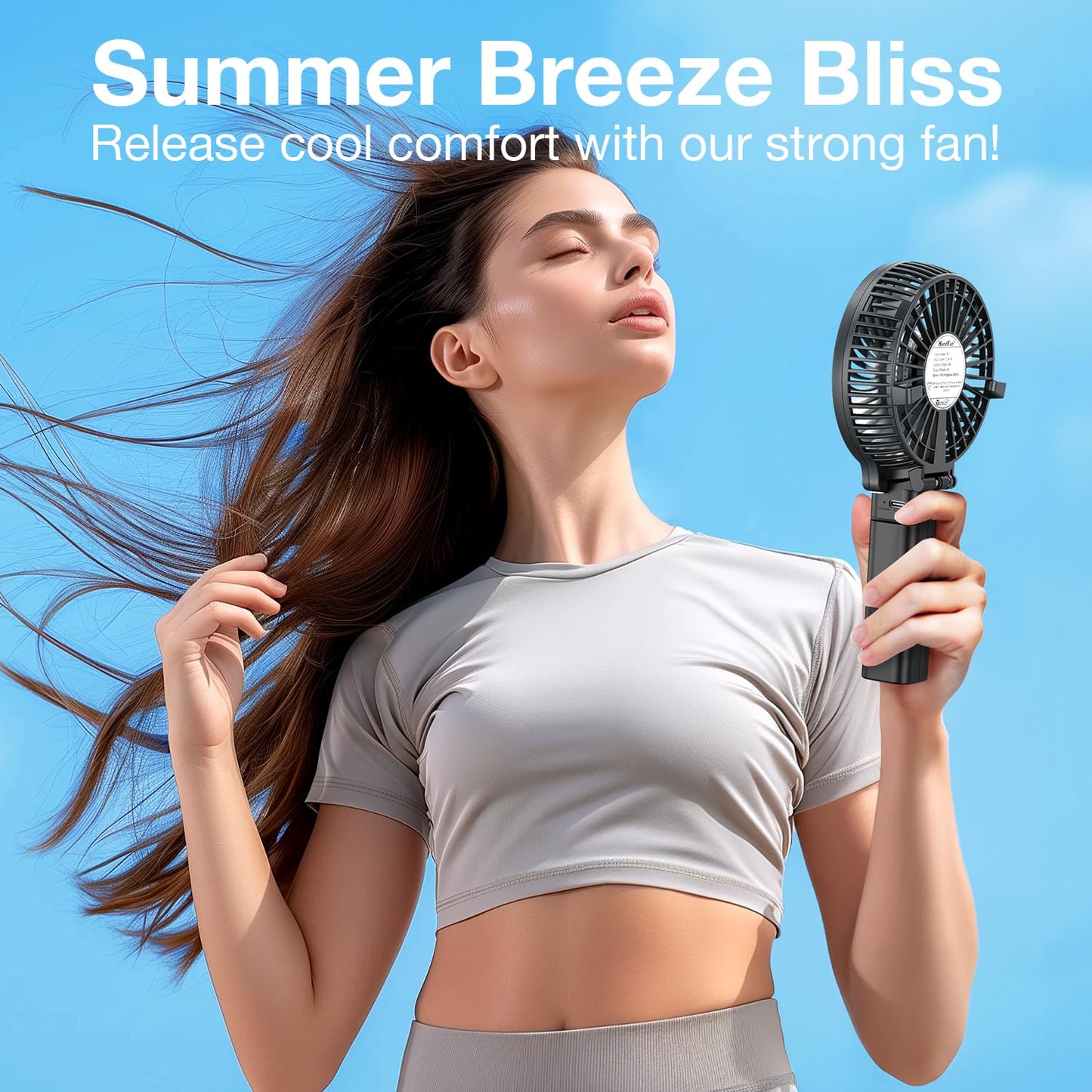 VersionTECH. Portable Handheld Fan, Powerful+Durable+4000mAh+180° Foldable, Mini Table Fans with USB Rechargeable Battery Operated Cooling Accessories for Personal Use, Travel, Office Black