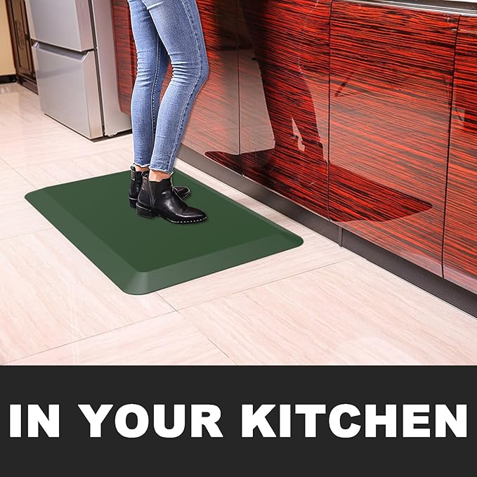 1" Extra Thick Anti Fatigue Floor Mat 70" L x 17" W,Kitchen Mat, Standing Desk Mat,140D Advanced PU Foam Ergonomic Comfort at Home, Office, Garage, Sink (Green)
