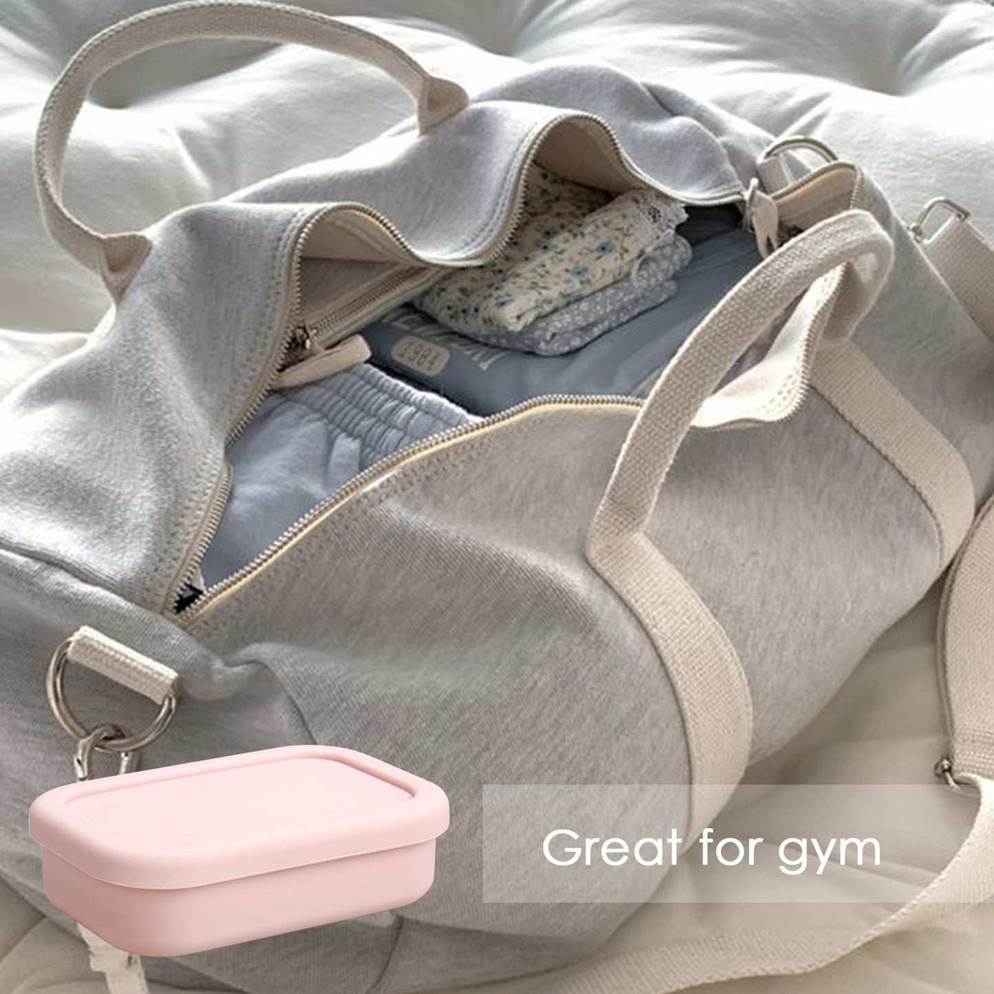 PUTING Large Travel Soap Case Leak Proof, Silicone Shampoo Bar Holder, Soap Container with Draining Layer, Slip-Resistant Portable Bar Soap Holder for Shower, Bathroom, Gym, Camping(Pink)