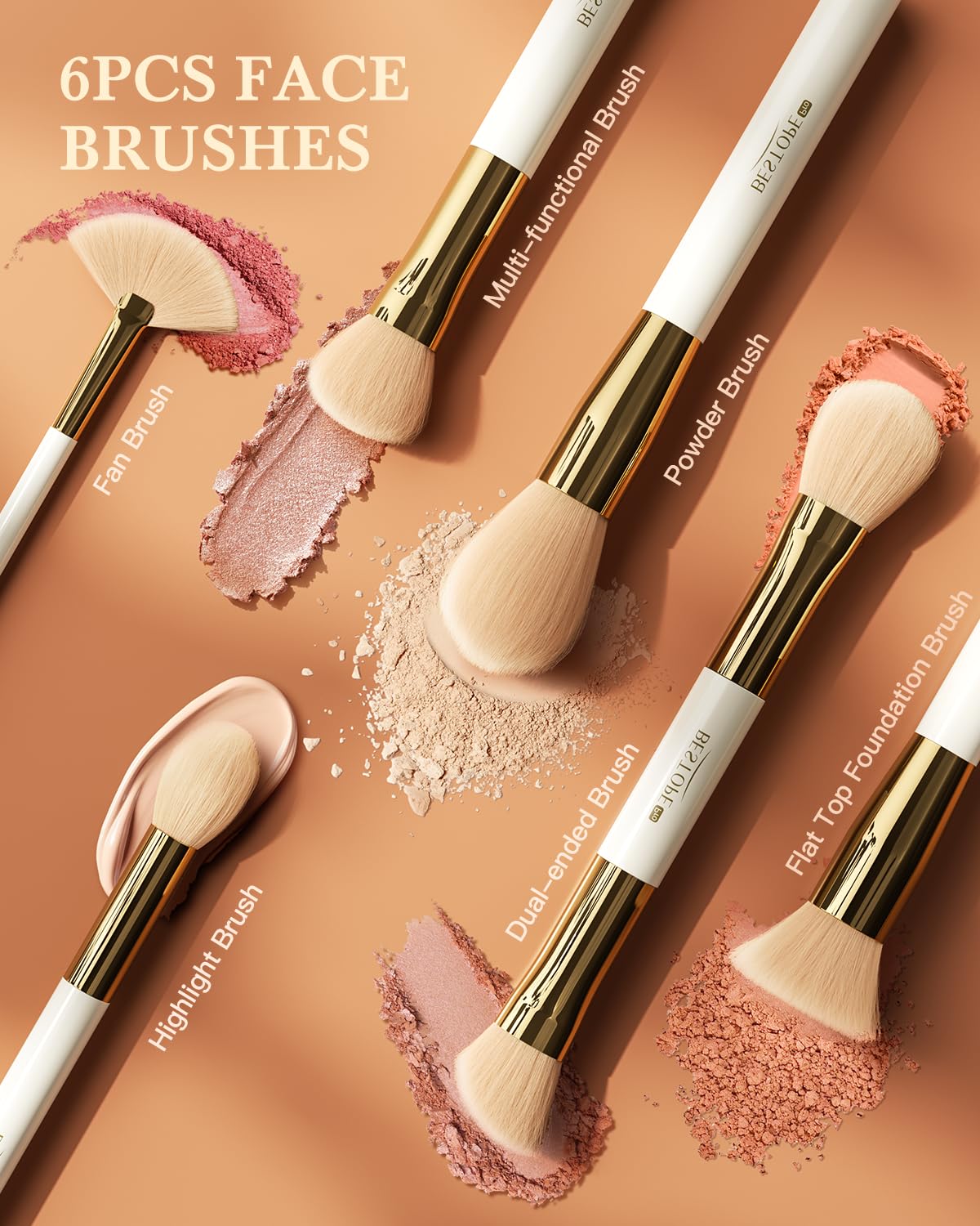 Makeup Brushes Set Professional BESTOPE PRO - 18 Pcs,Double Ended Foundation Concealer Blush Eyeshadow Contour Eyeliner Face Makeup Brush Set,Blending Brush For Makeup With Case Travel,White