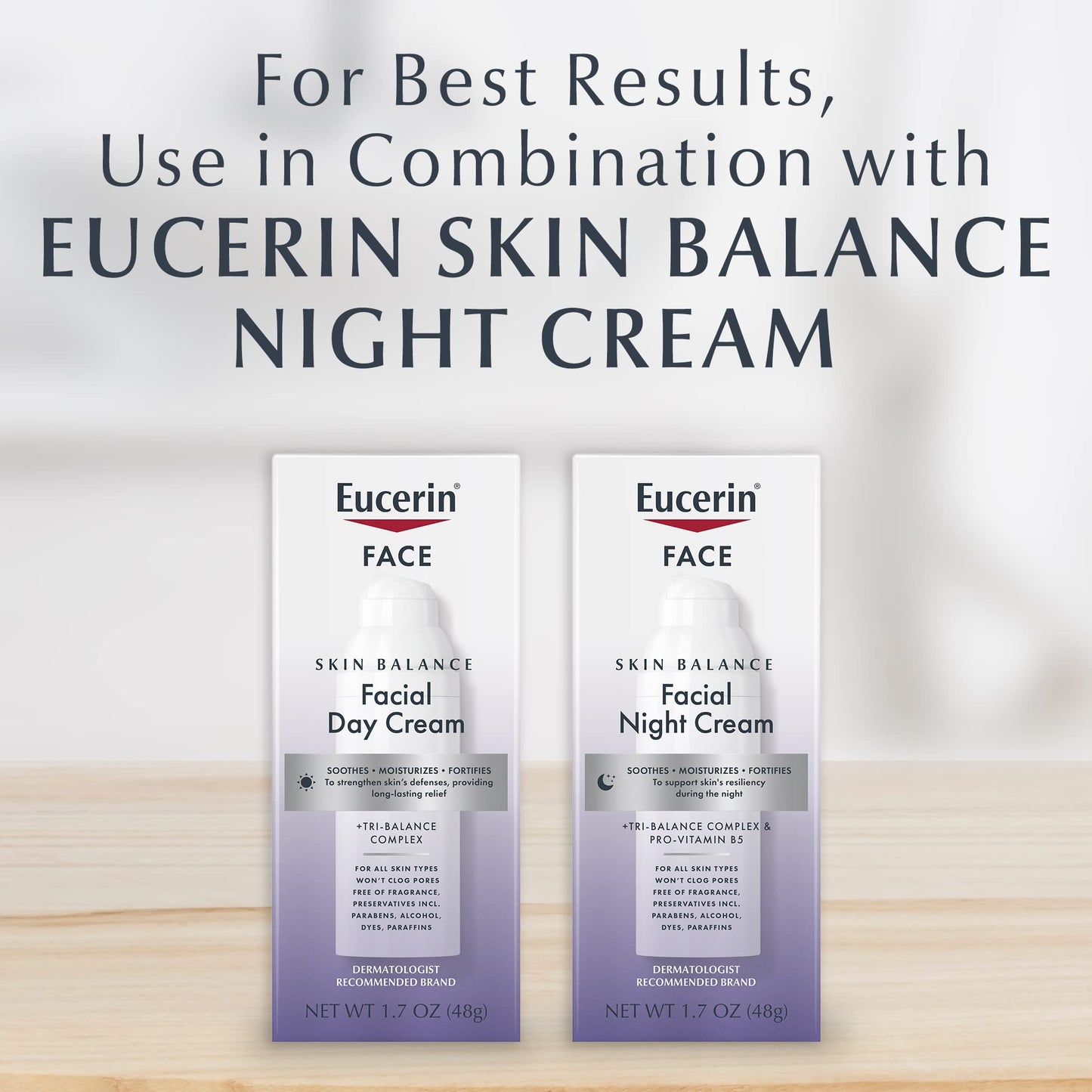Eucerin Skin Balance Day Cream, Sensitive Skin Face Moisturizer Enriched with Tri-Balance Complex, 1.7 Oz Bottle